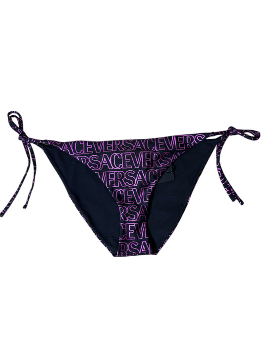 Slip bikini donna Versace nero con logo fucsia – Taglia 4 IT – Made in Italy