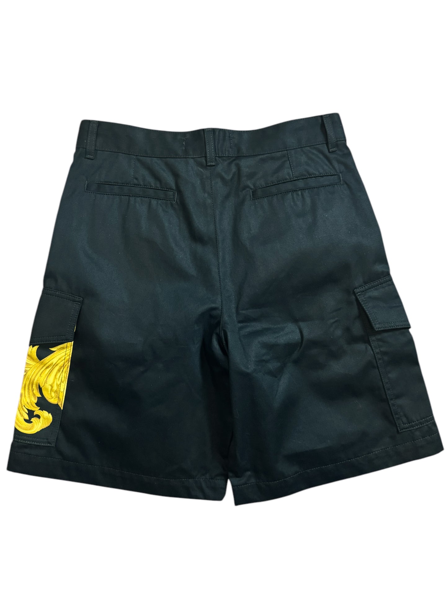 Bermuda Cargo Versace Nero con Stampa Barocco – Taglia 46 – 100% Cotone.