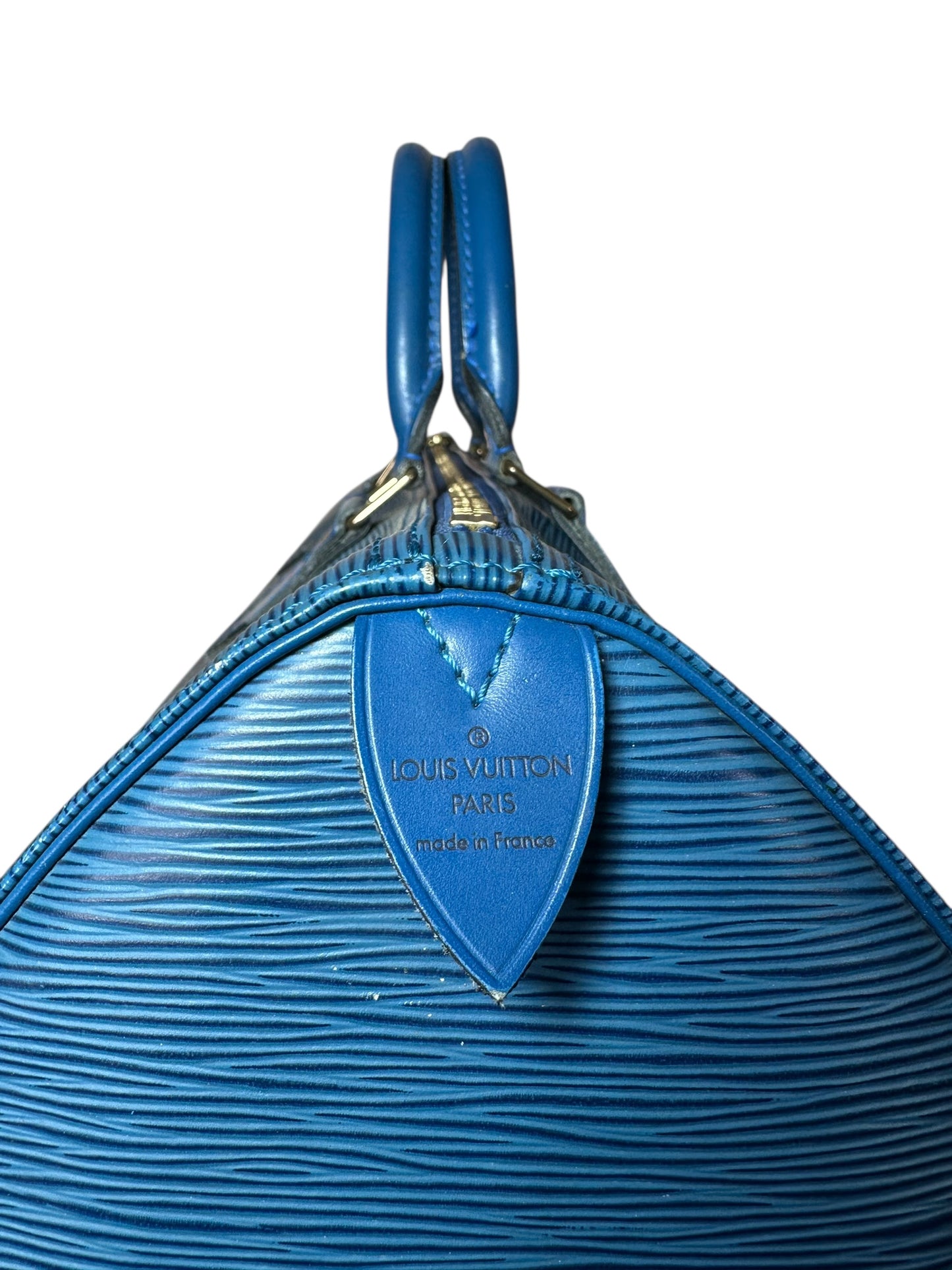 Louis Vuitton borsa speedy in pelle epi blu