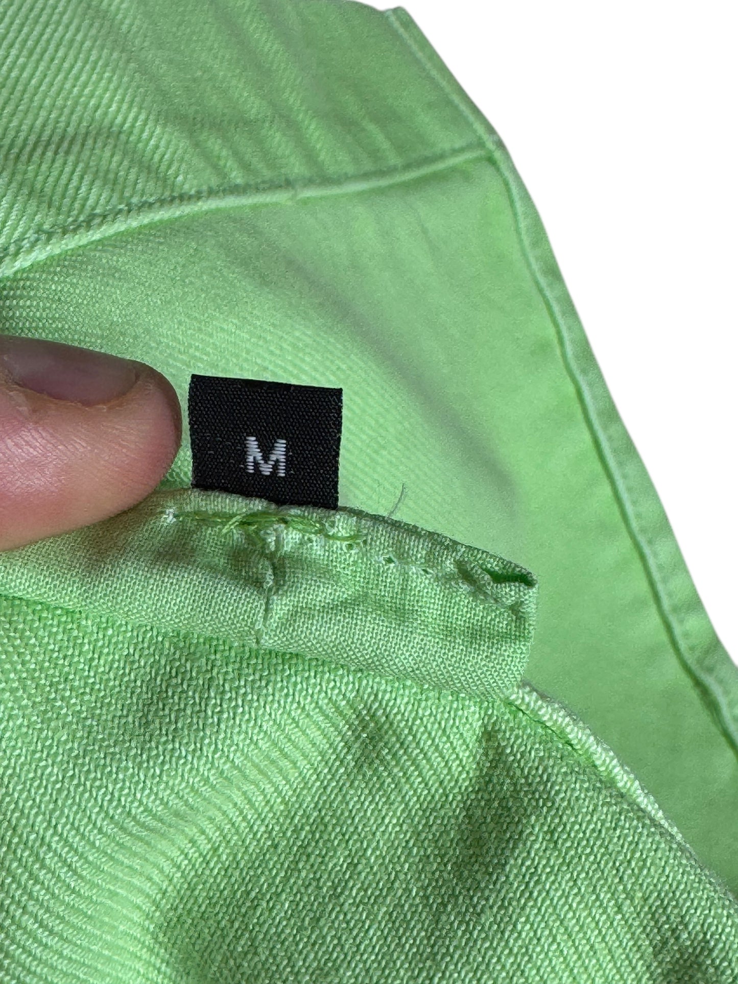 Camicia Giacca Versace in denim verde lime con dettagli metallici