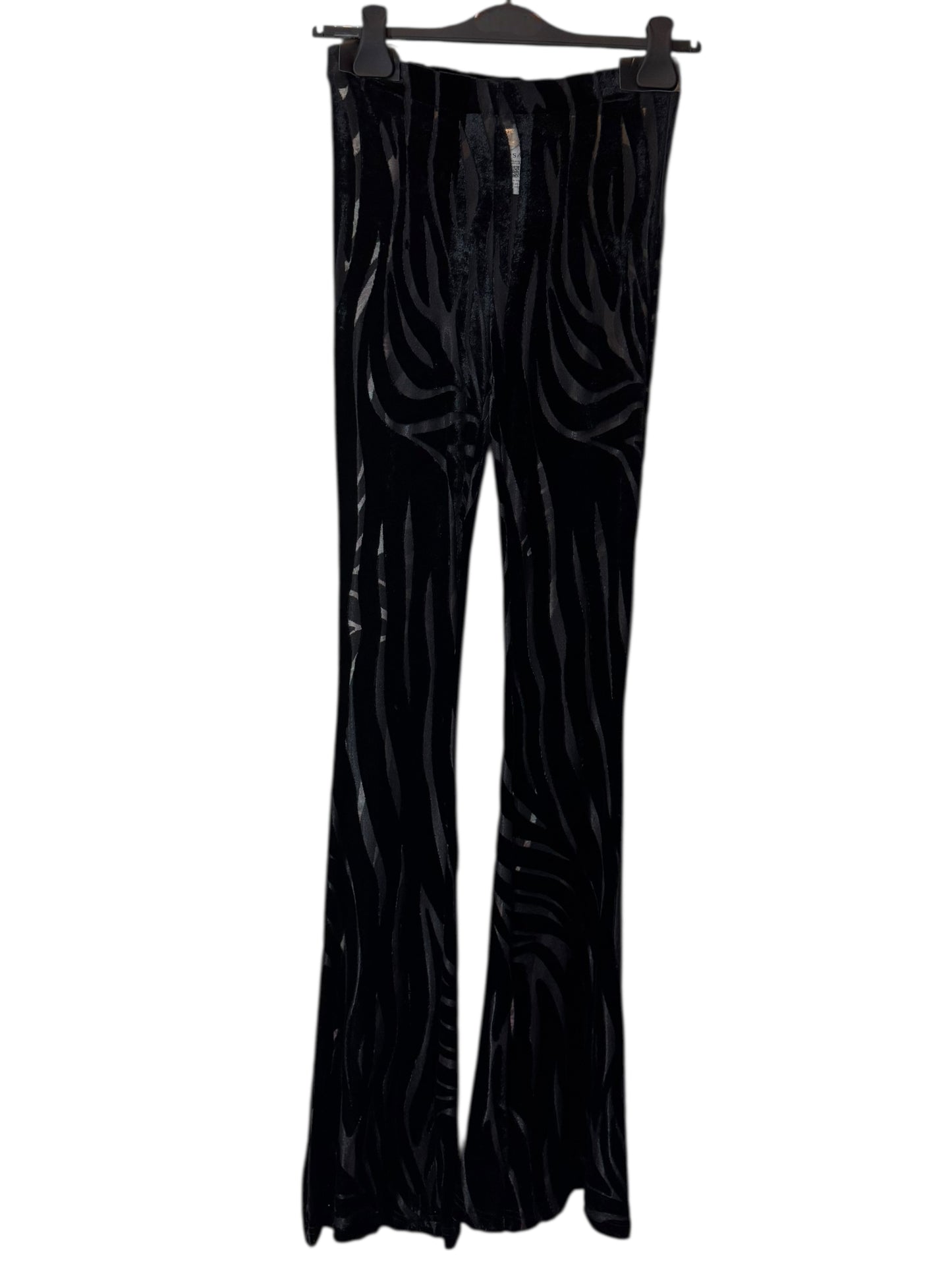 Pantaloni VERSACE Donna Flare Velvet Effetto Zebra – Taglia 38 IT – Made in Italy