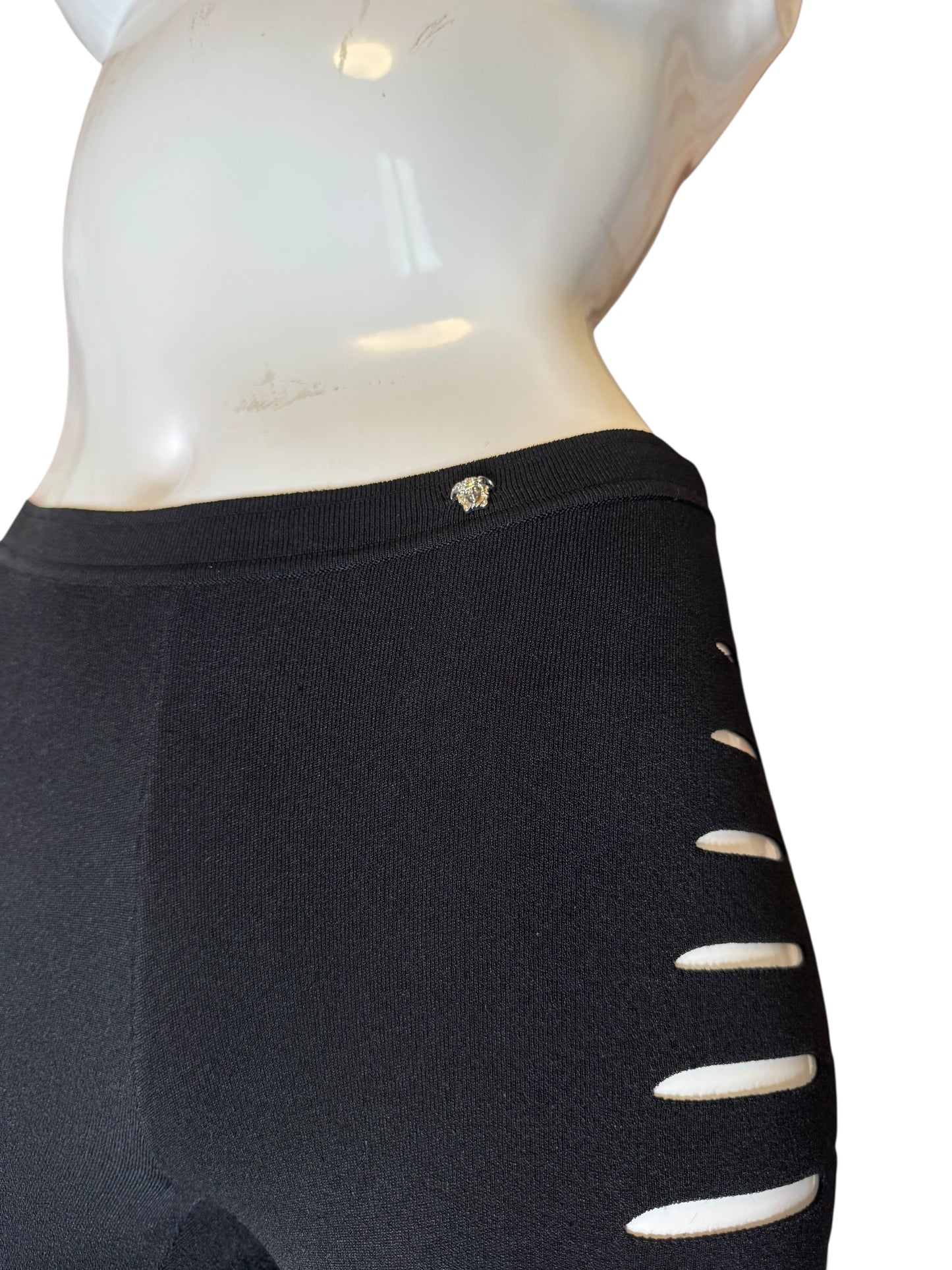 Versace Pantaloni Neri Cut-Out in Maglia – Taglia IT 36 – Made in Italy