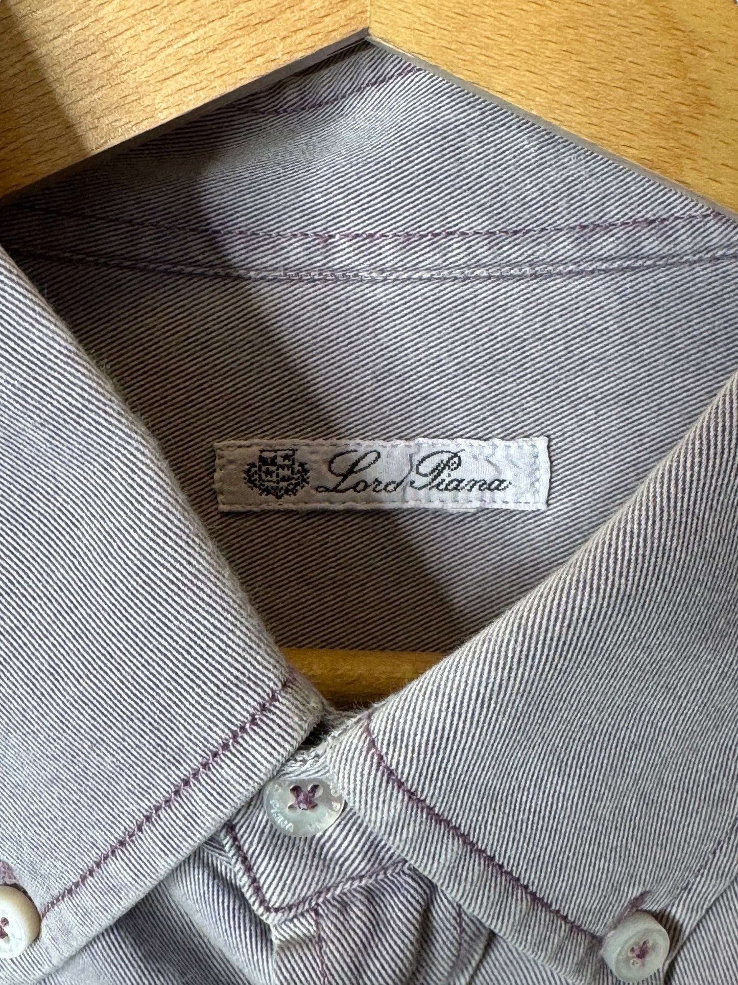 Loro Piana Camicia Uomo Cotone Soft Grigio L/XL – Bottoni Madreperla