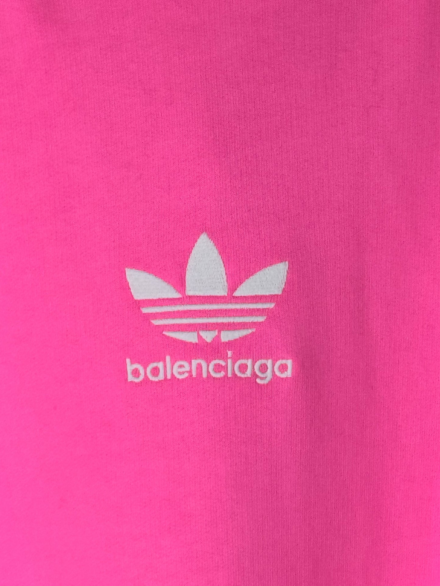 Felpa Balenciaga x Adidas rosa fluo con cappuccio e bande laterali - taglia 3 (fit L- XL–XXL)