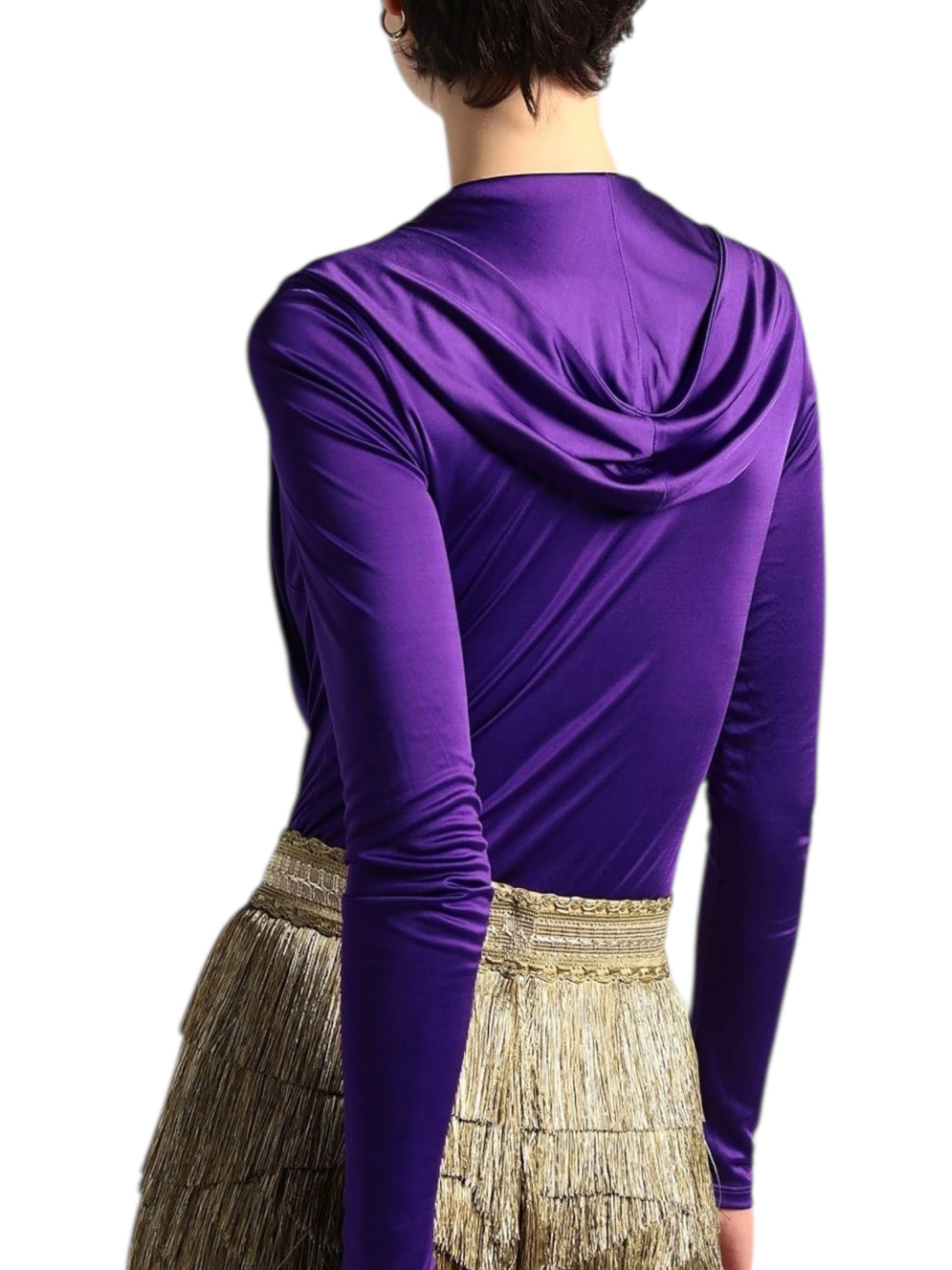 Versace Body Lilla con Cappuccio e Scollo Profondo Drappeggiato - Taglia 40