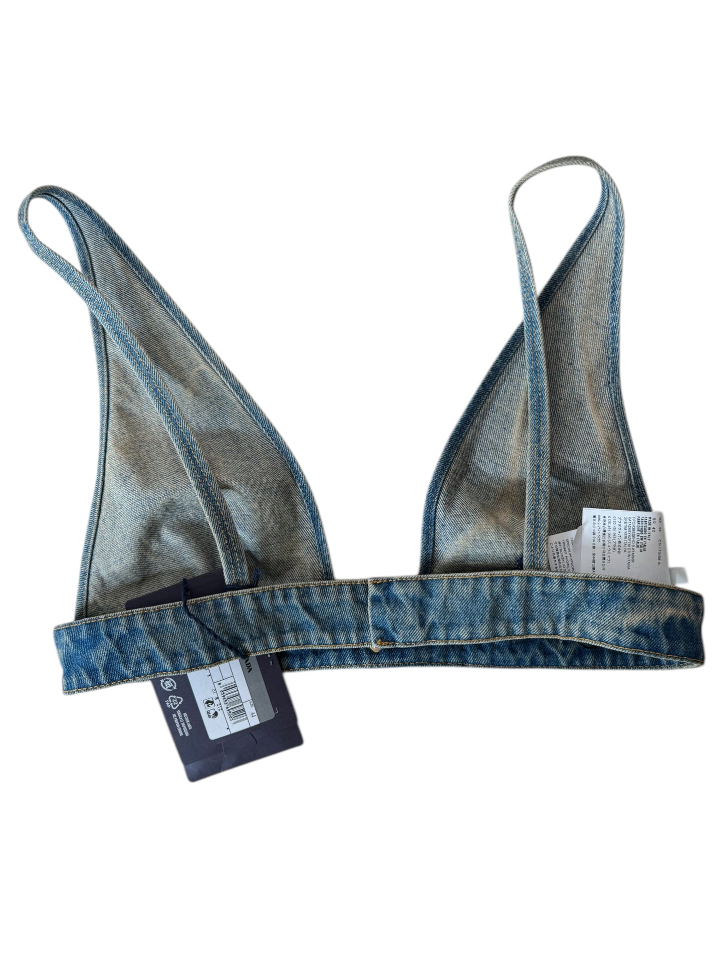 Top Bralette in Denim Prada - Taglia 44 IT - 100% Cotone - Made in Italy