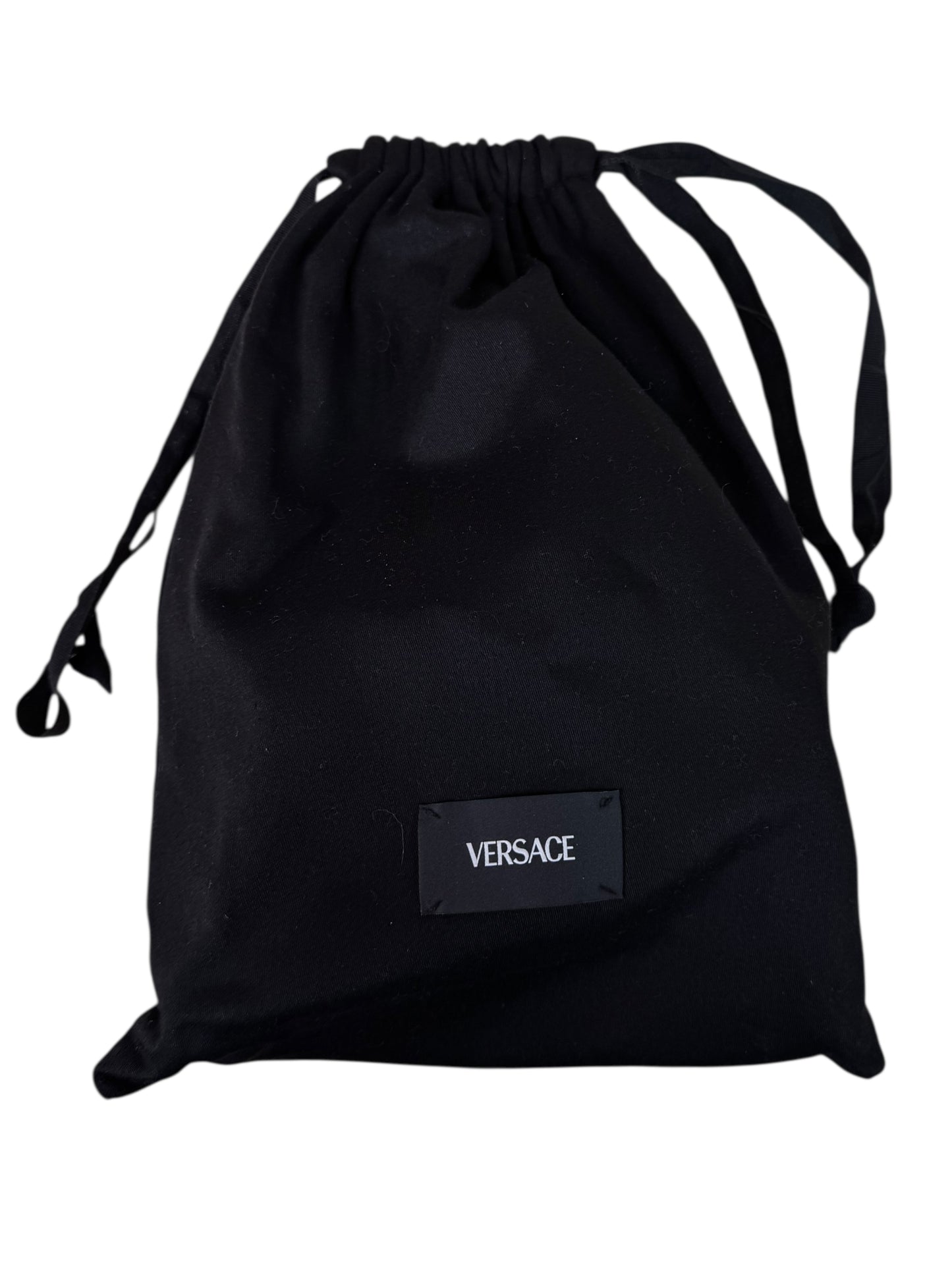 Borsa a tracolla Versace in pelle nera con Medusa dorata