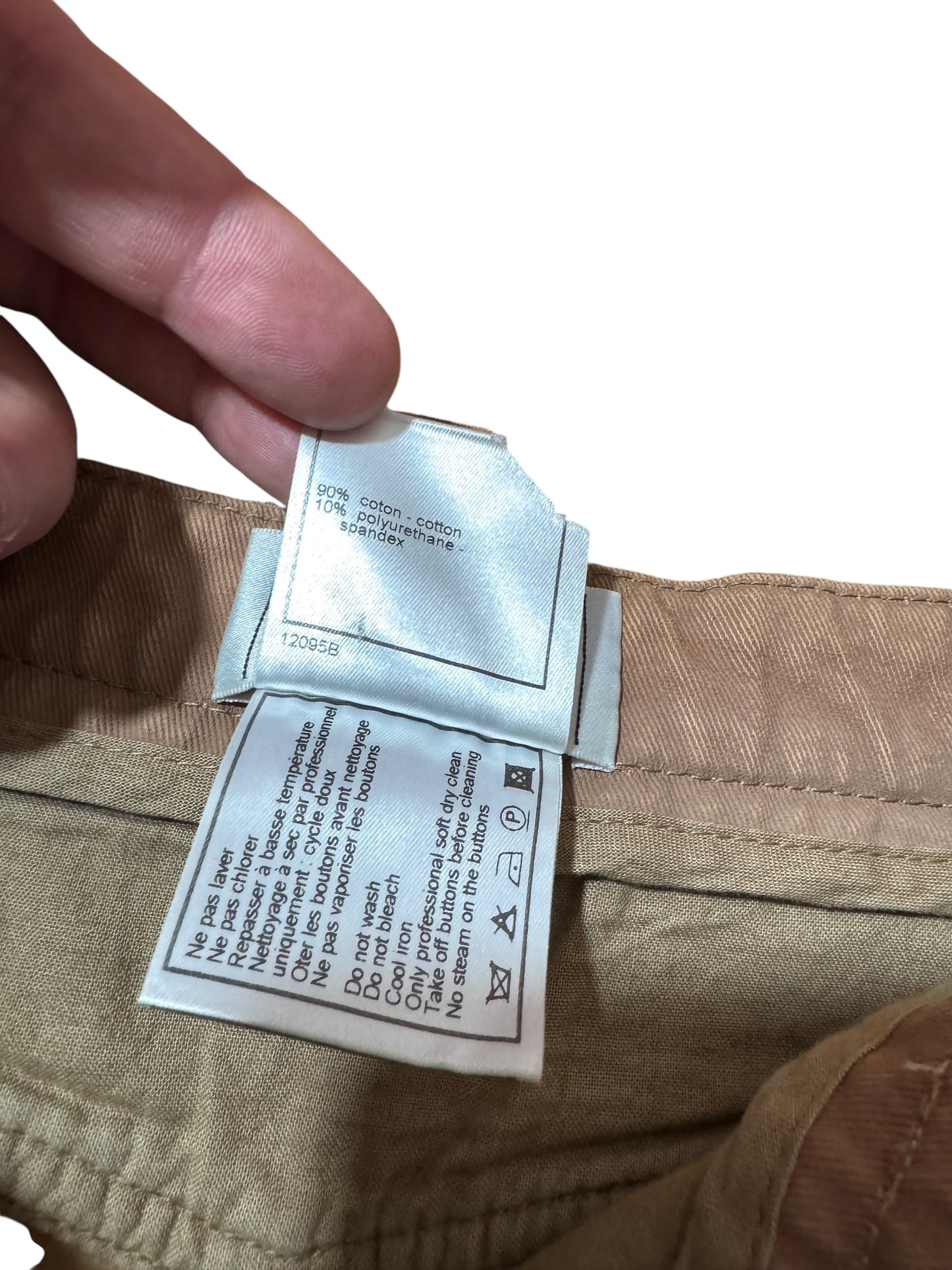 Chanel Pantaloni Donna Flare Cotone Beige con Inserti Ecopelle – FR 36 (IT 40)