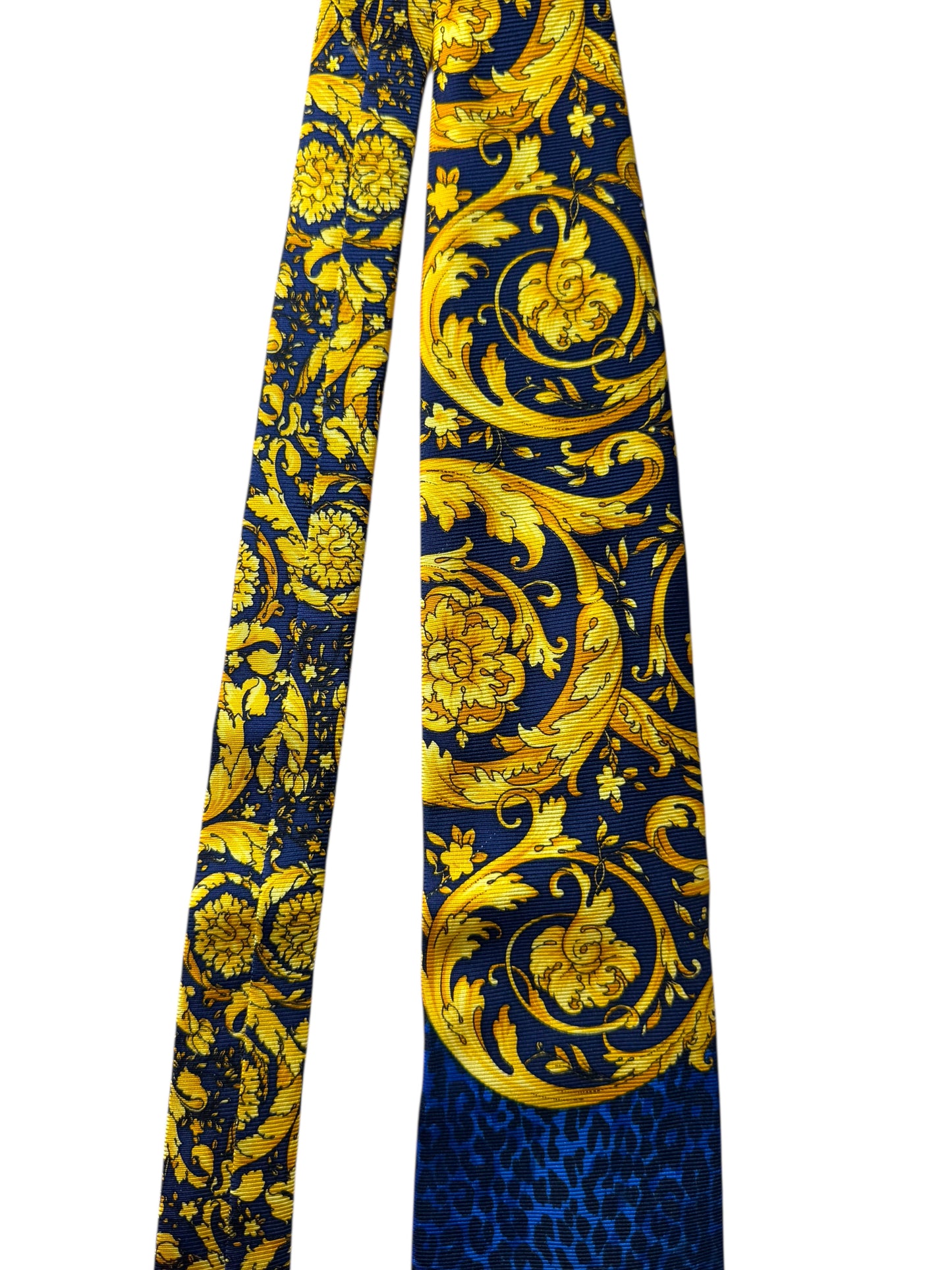 Cravatta vintage V2 by Versace barocca leopardata seta 100% Made in Italy