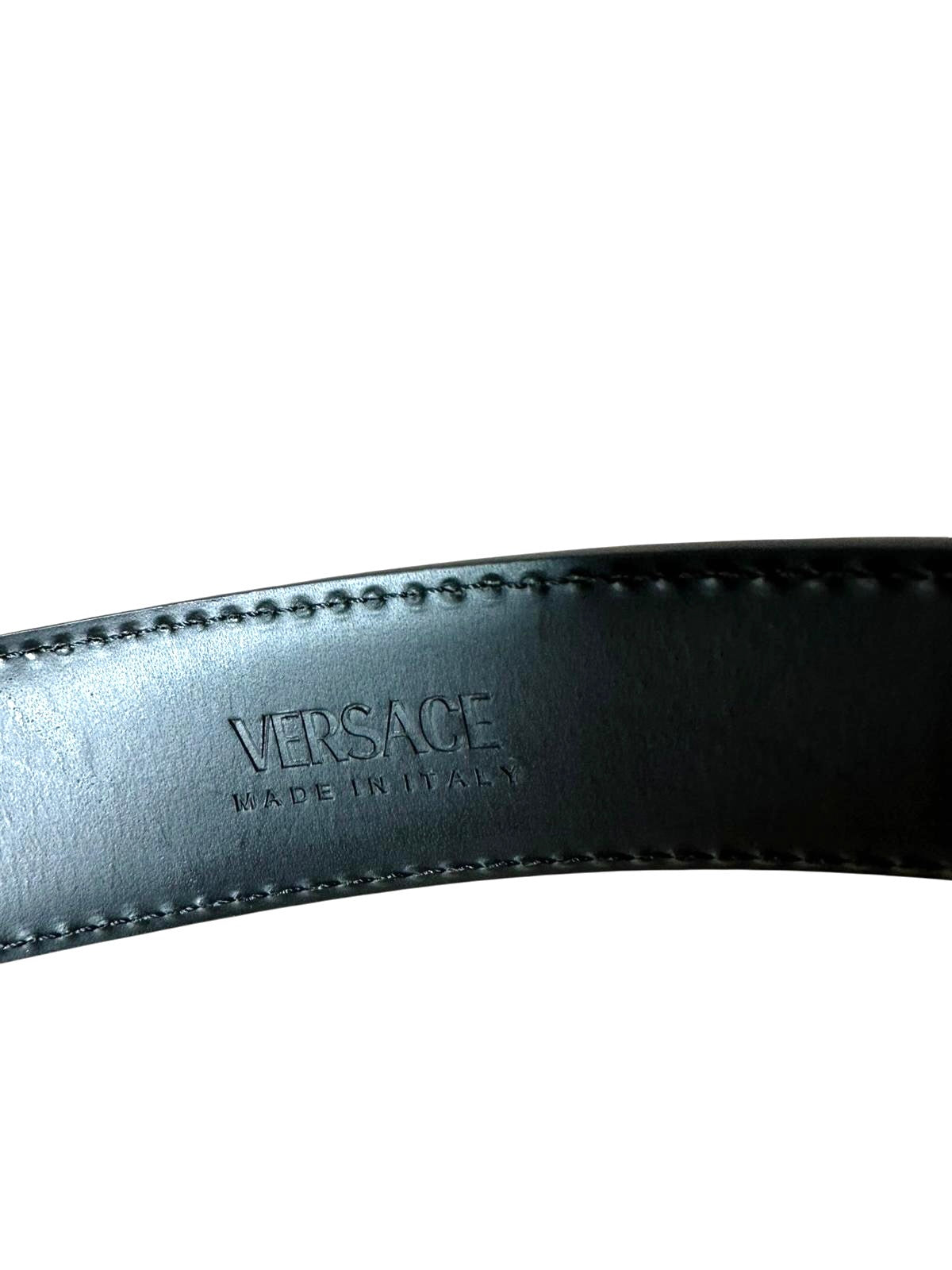 Versace - Cintura in pelle con fibbia Medusa dorata