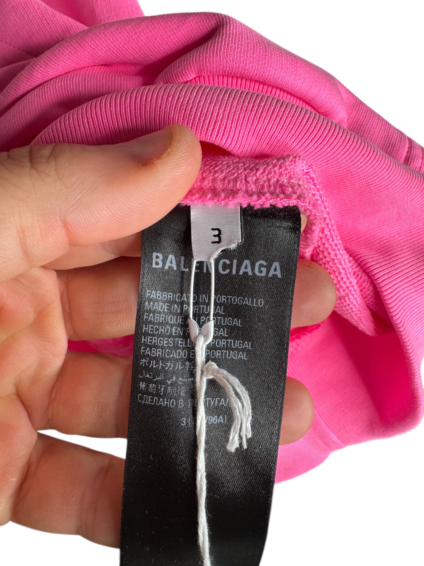 Felpa Balenciaga x Adidas rosa fluo con cappuccio e bande laterali - taglia 3 (fit L- XL–XXL)