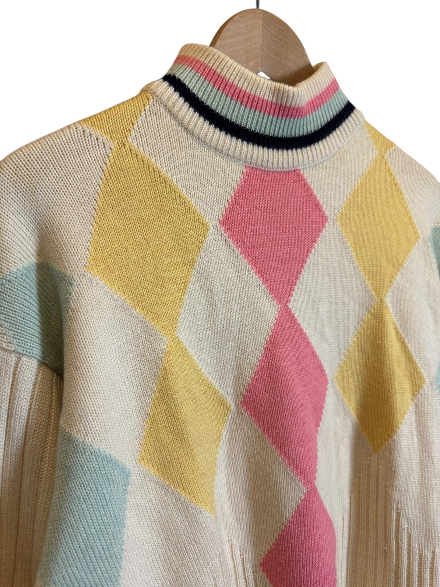 Maglione Vintage Versace Istante Made in Italy - Taglia L - Fantasia Argyle Pastello