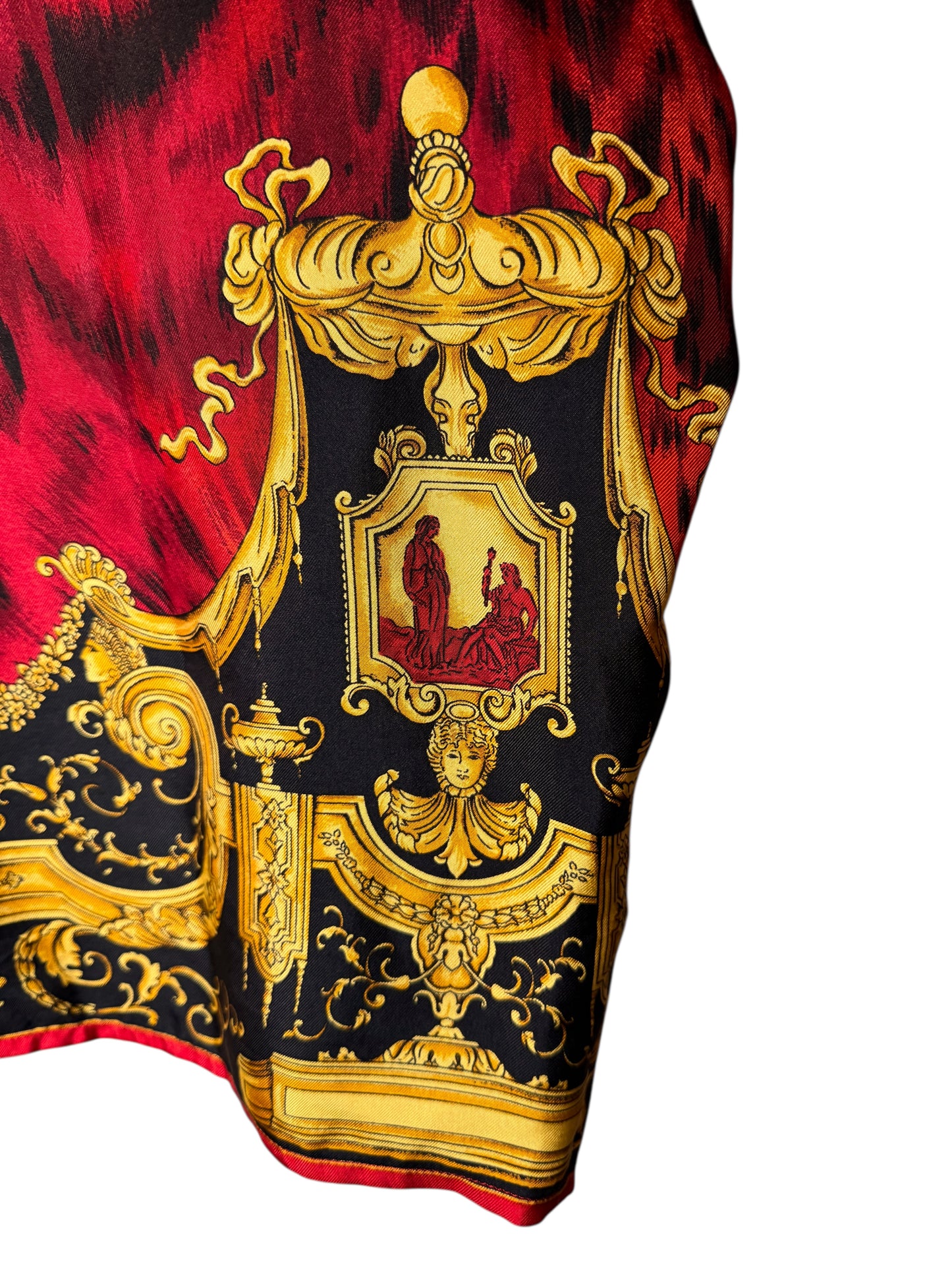 Camicia vintage Gianni Versace – Linea Istante – Taglia 42 – Stampa barocca oro e animalier rossa