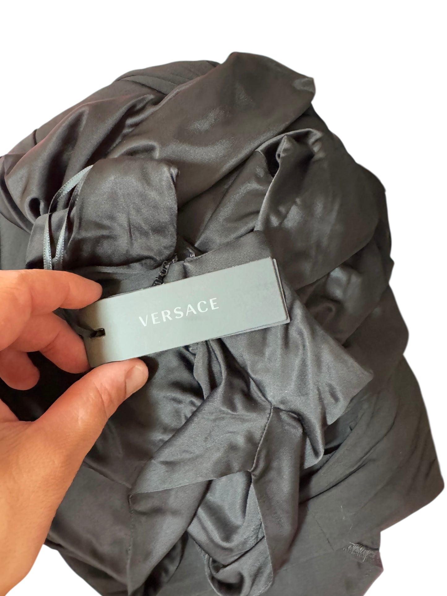 Versace Top Nero Asimmetrico Cut-Out Drappeggiato - Taglia 40 - Nuovo