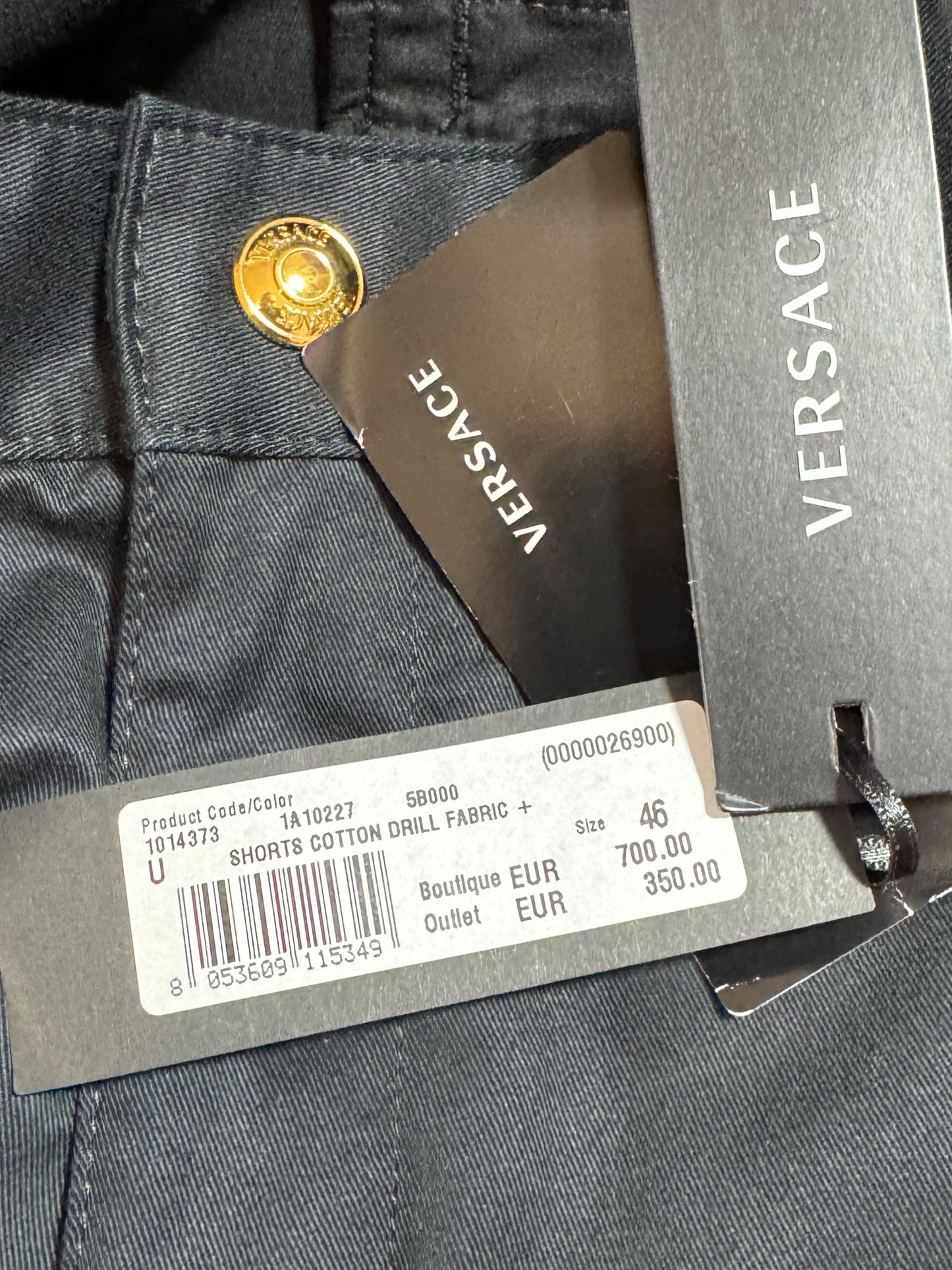 Bermuda Cargo Versace Nero con Stampa Barocco – Taglia 46 – 100% Cotone.