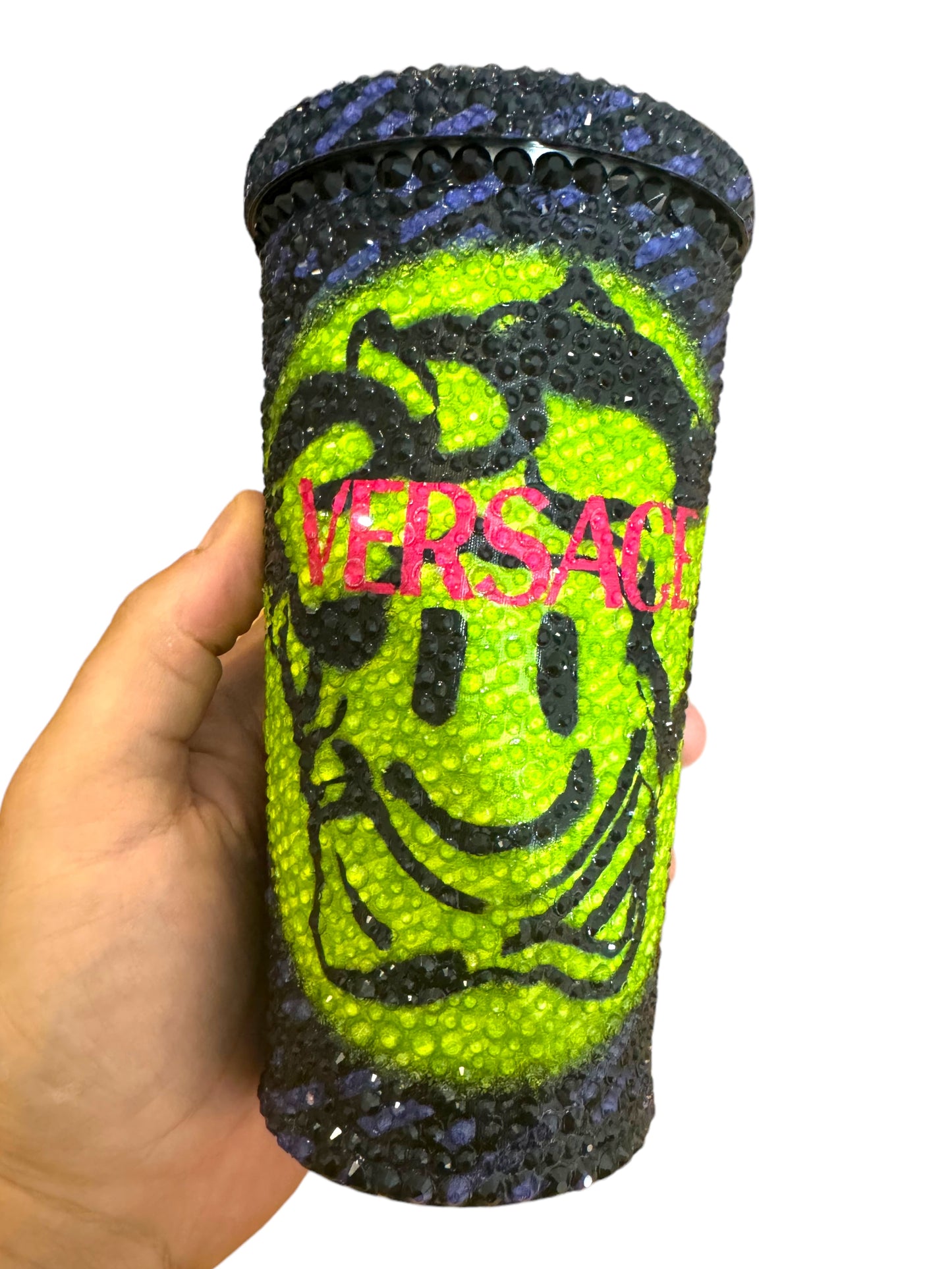 Versace thermos in metallo con cristalli