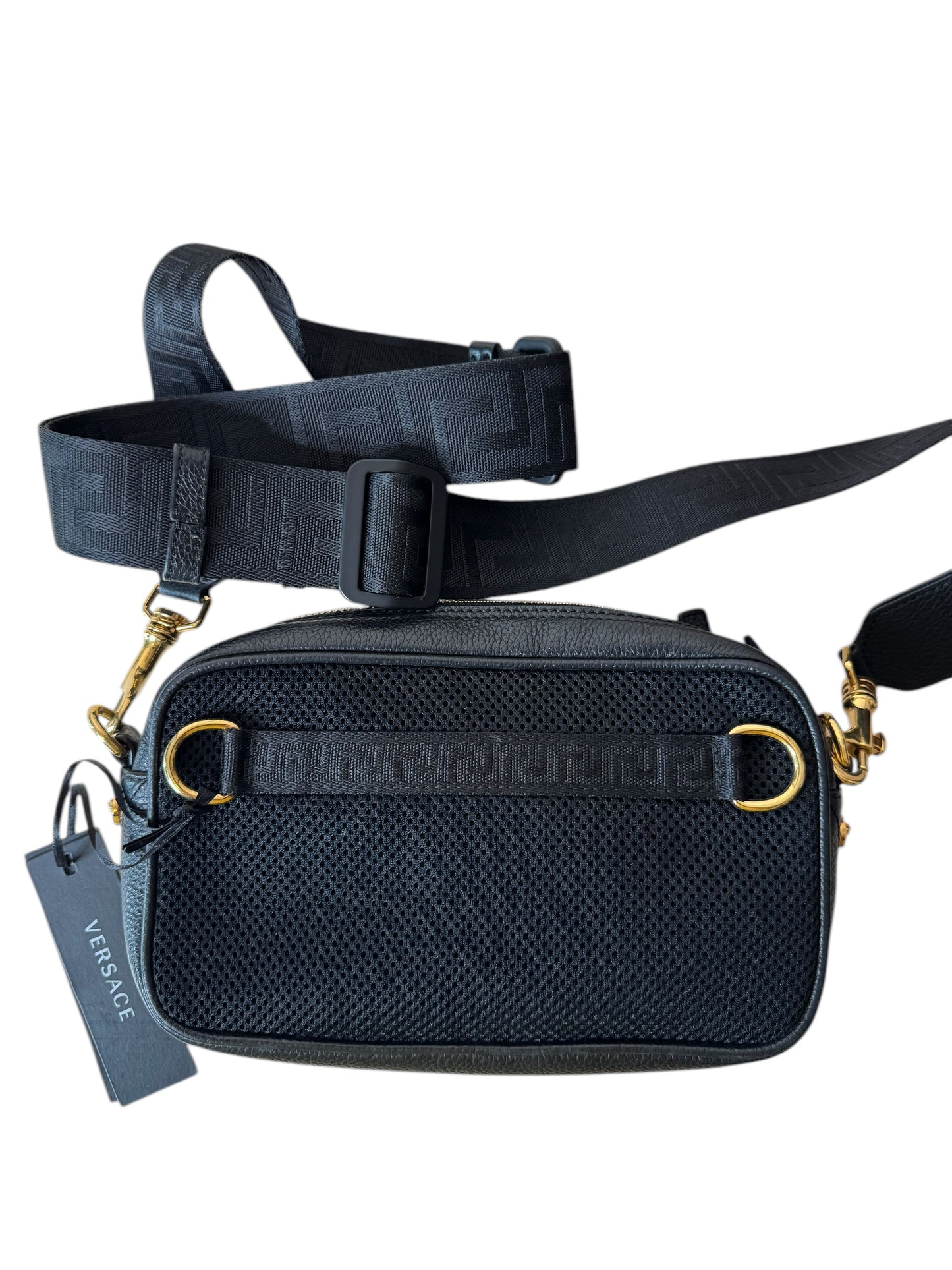 Versace Borsa a Tracolla Uomo in Pelle Nero con Medusa