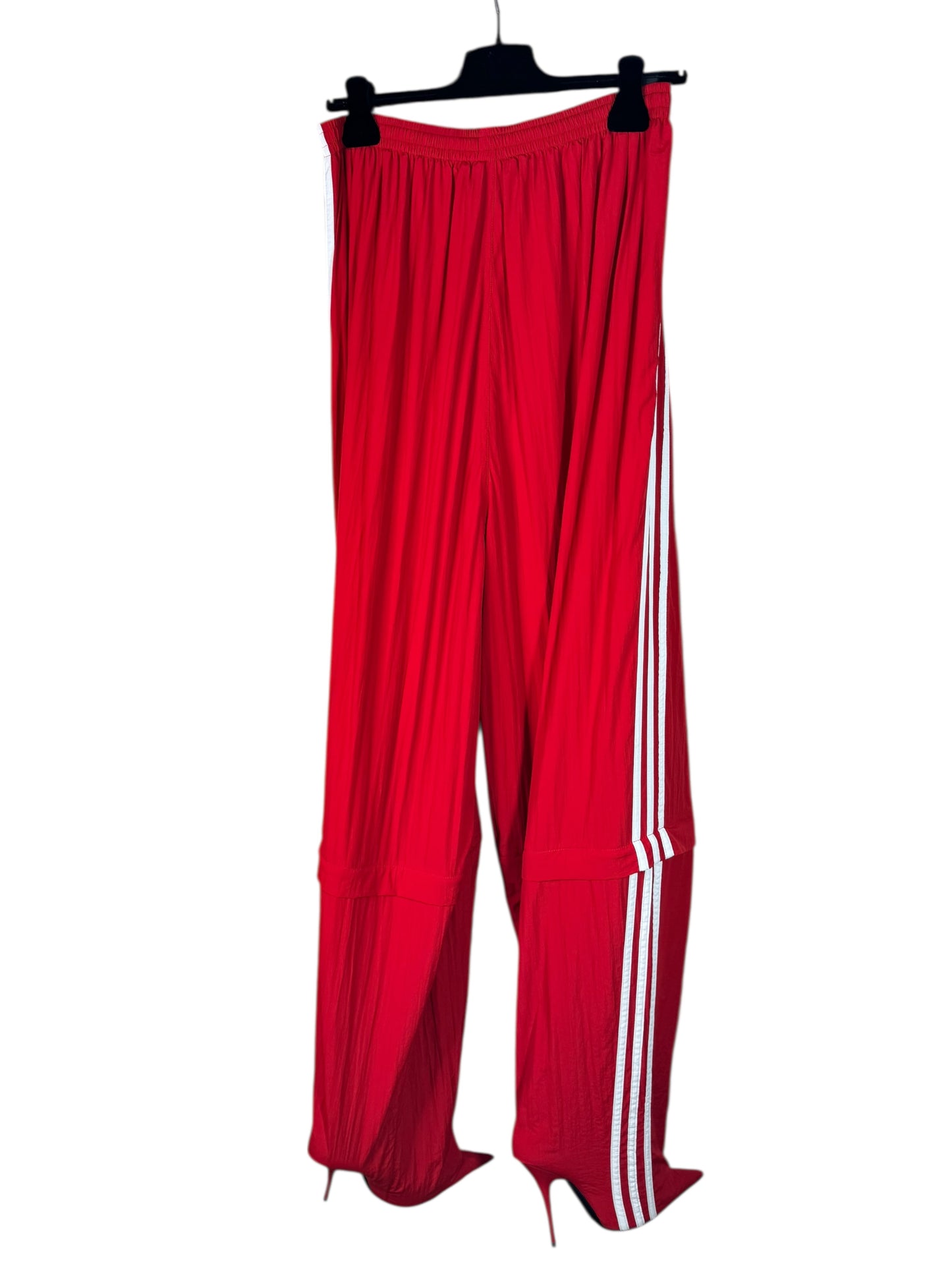 Pantaloni Balenciaga x Adidas rossi in nylon con stivale integrato – Taglia 36