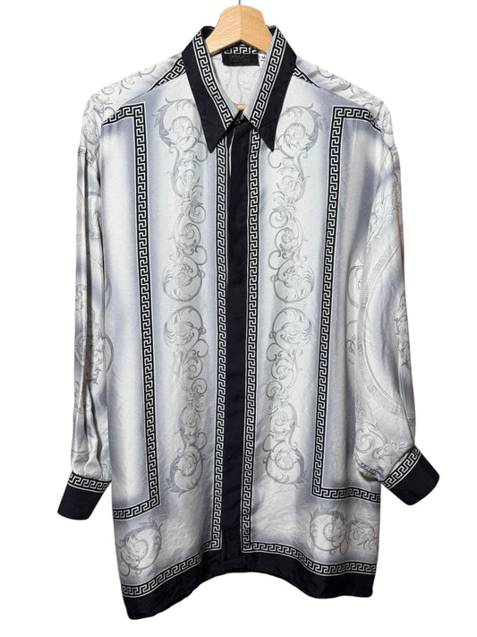Camicia Donna Vintage Versace Classic V2 100% Seta Barocca Grigia Nera M
