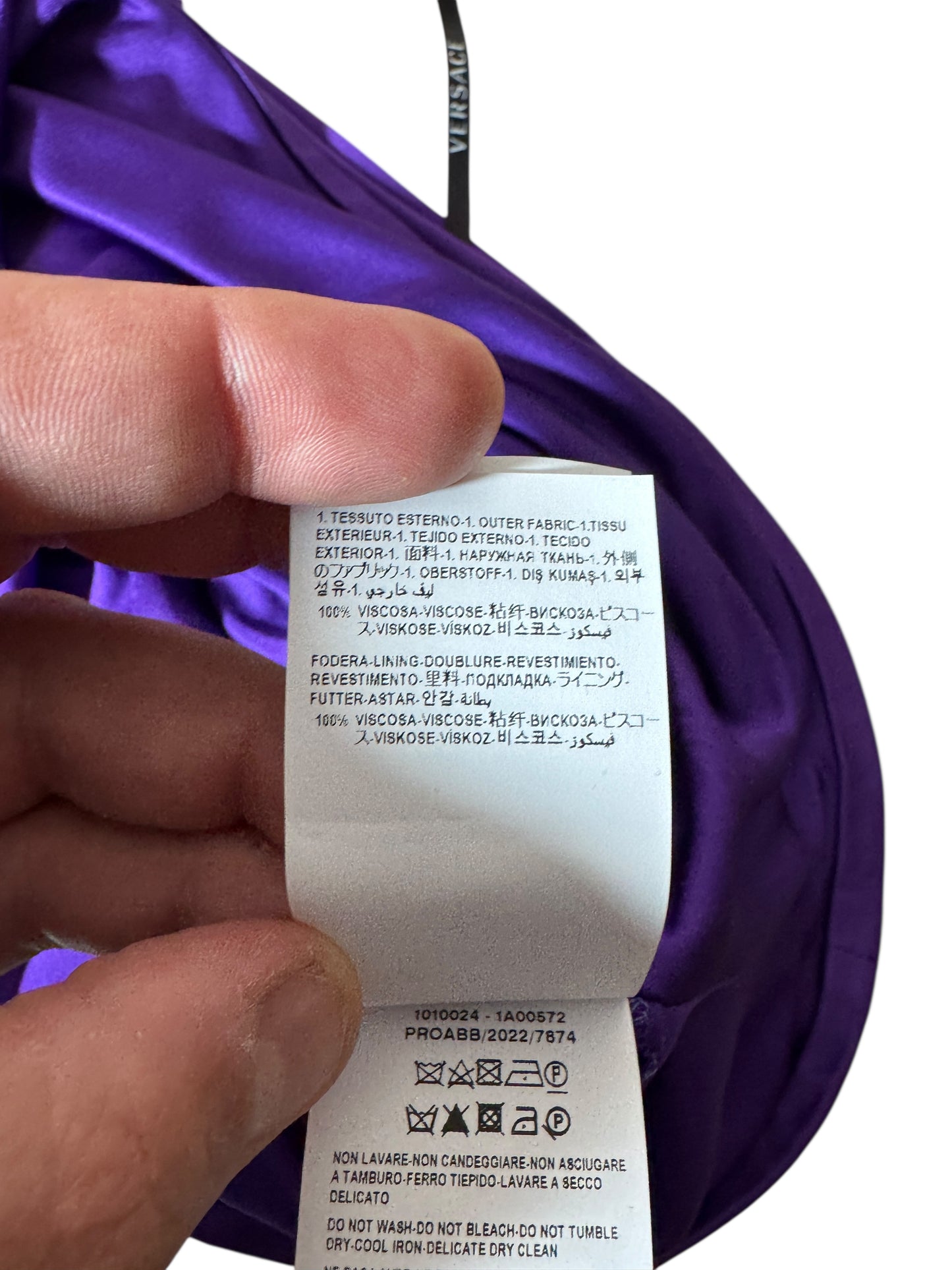 Top VERSACE Viola Drappeggiato con Scollo Profondo – Taglia 38 – Made in Italy