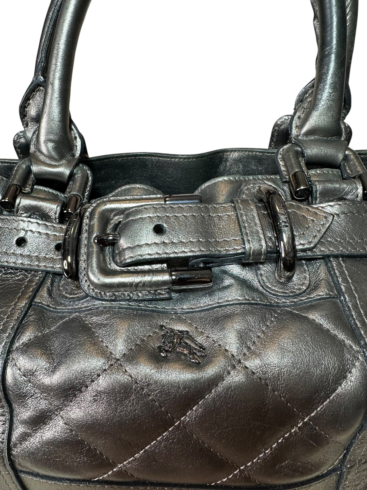 Burberry borsa in pelle metallizzata
