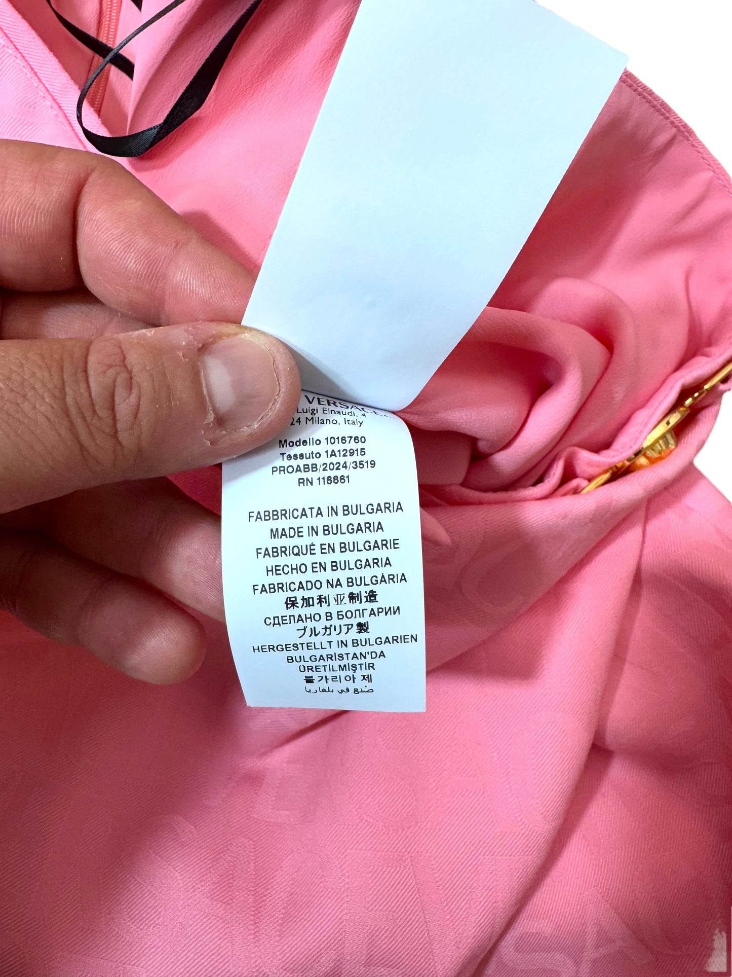 Versace gonna rosa nuova in lana vergine con logo e cintura Medusa - Tg 44