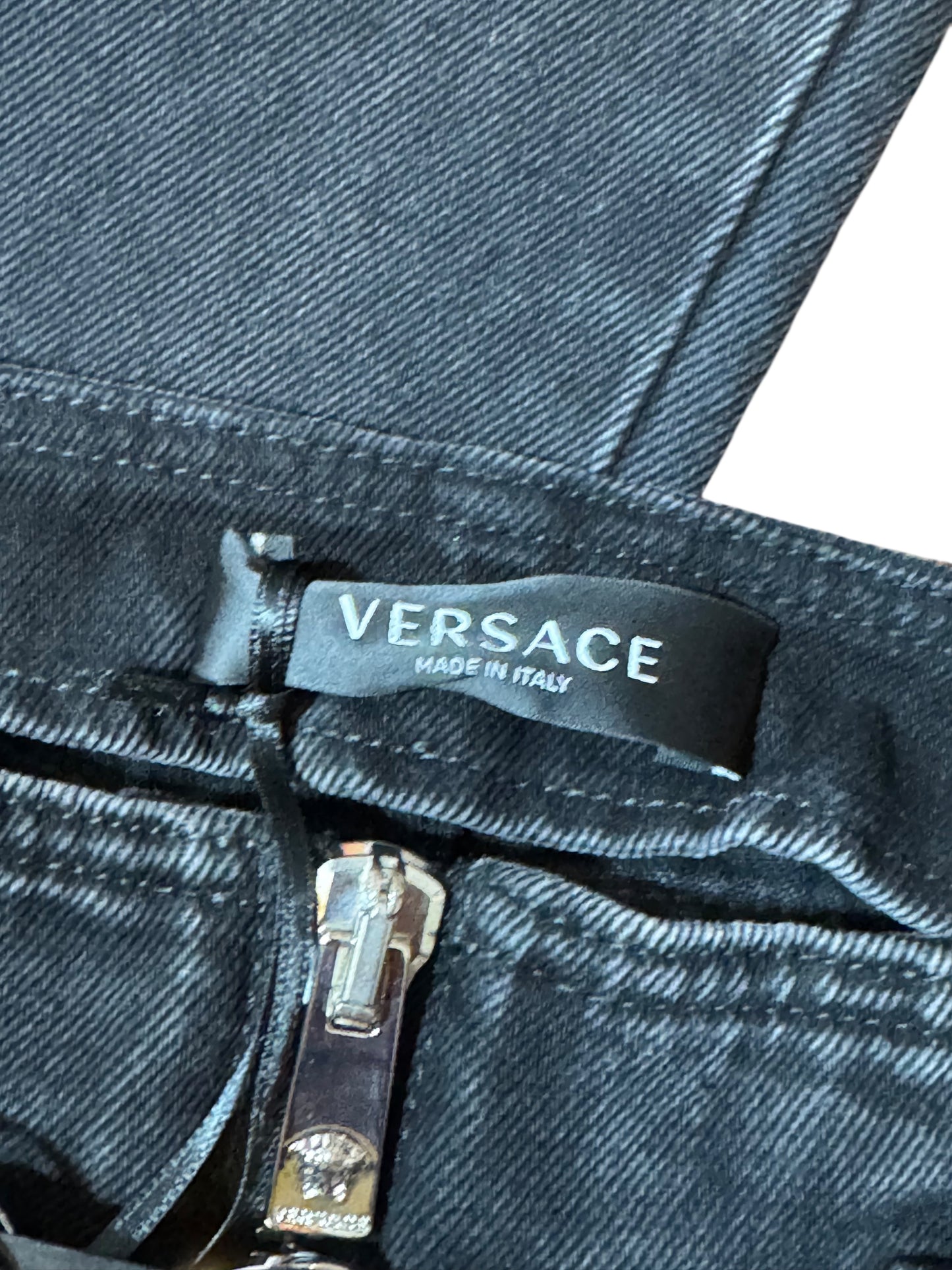 Jeans VERSACE Donna Tg 25 – Modello Flare Vita Bassa Nero con Medusa