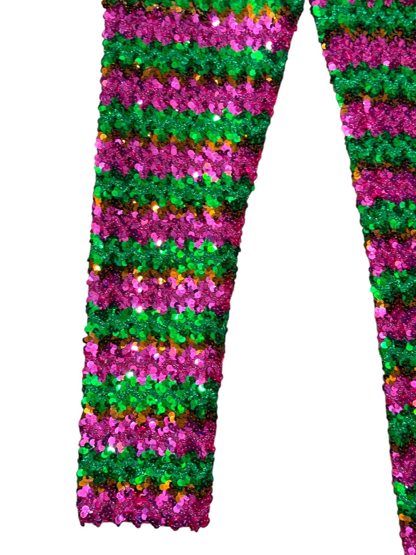 Gucci pantaloni donna S a righe paillettes rosa/verde - Made in Italy