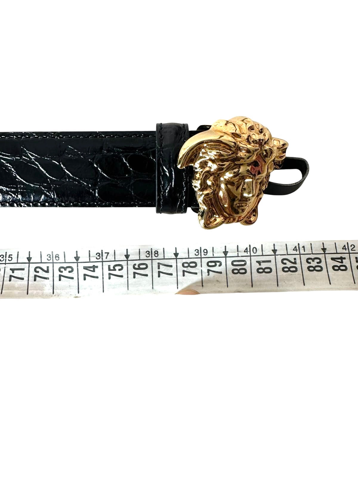 Versace - Cintura in pelle con fibbia Medusa dorata