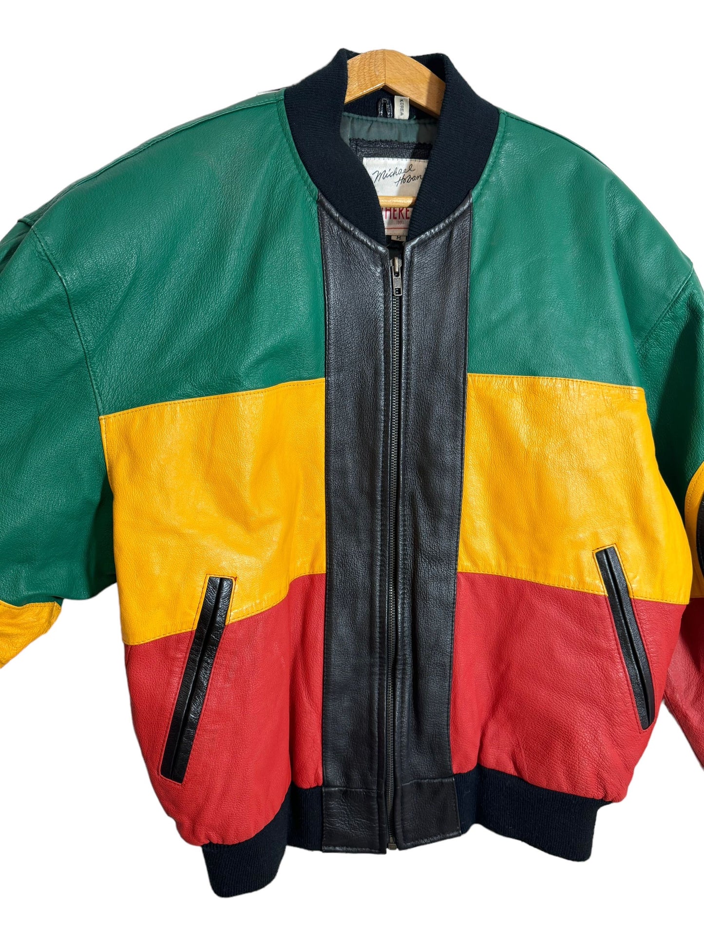 Giacca in pelle vintage Michael Hoban (M)
