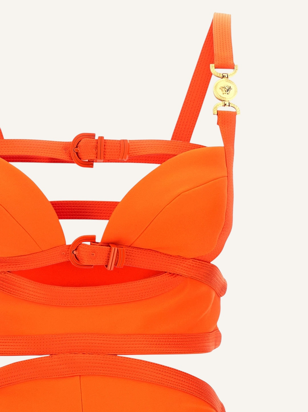 Jumpsuit Versace Cut-Out Arancione Fluo, Dettagli Medusa, Taglia 42