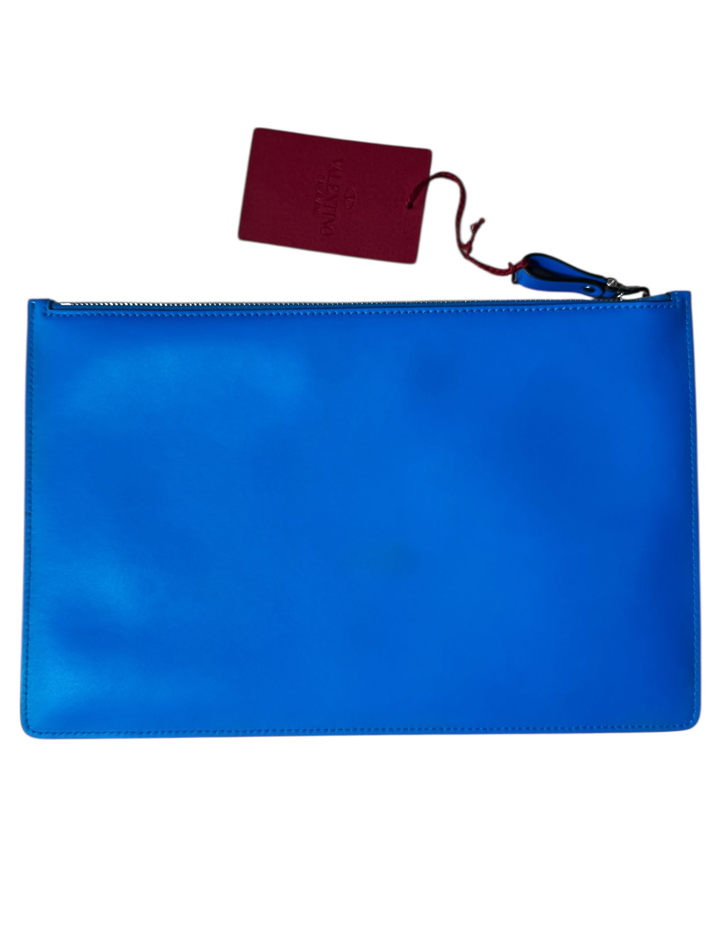 Valentino Garavani pouch VLogo blu in pelle - nuova