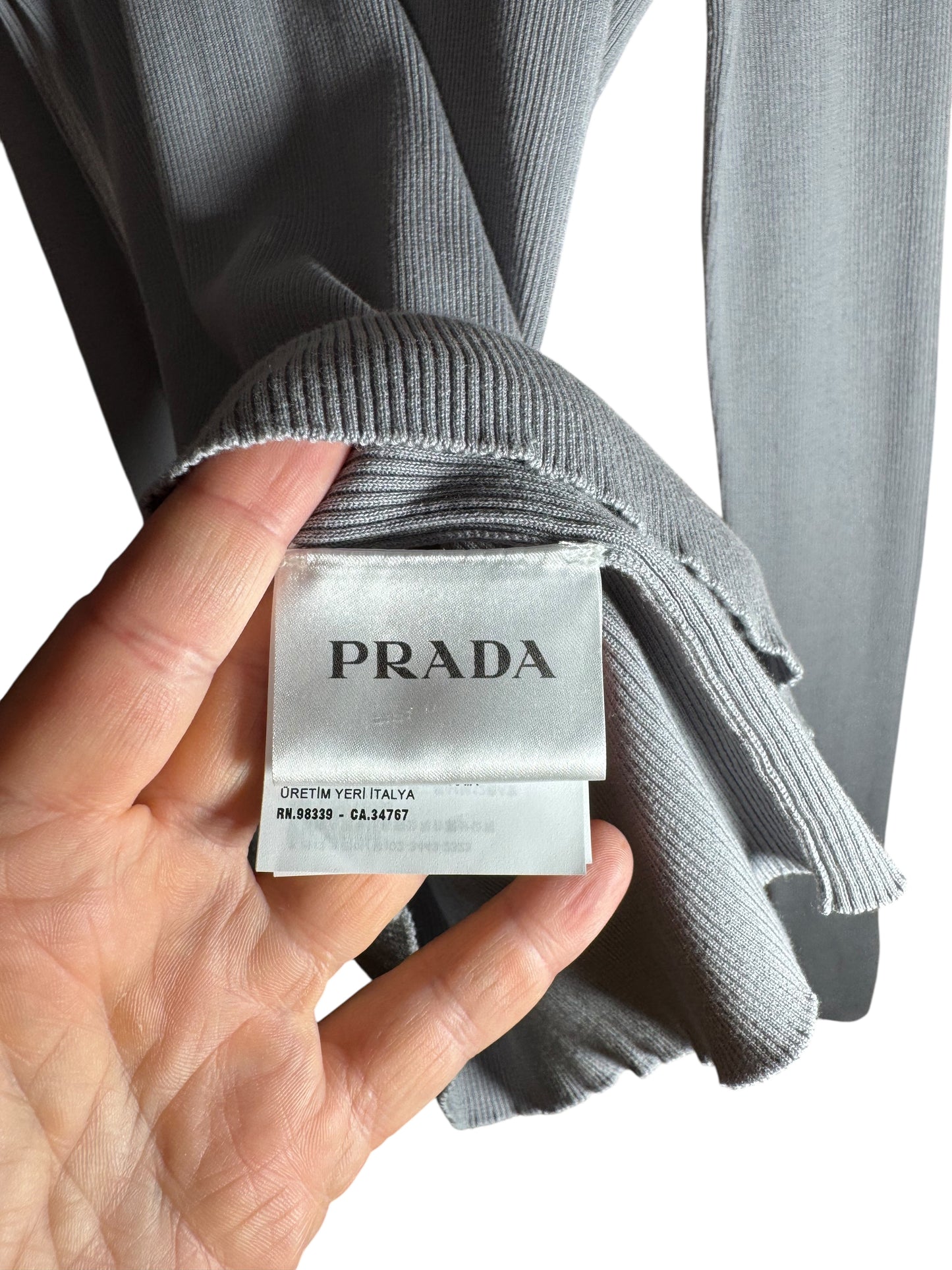 Prada Maglia Uomo Collo Alto Grigio Cotone 100% Tg. 48 Made in Italy