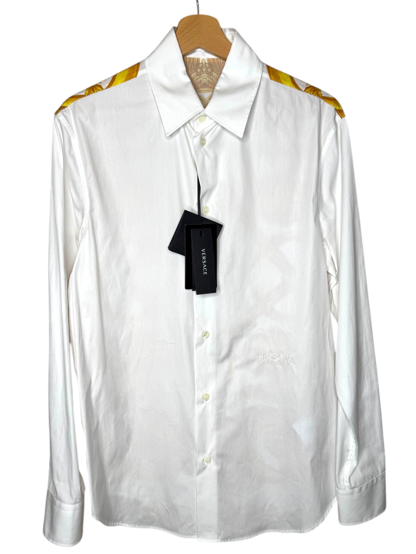 Versace Camicia Bianca Heritage Barocco Oro Retro Uomo Taglia 44 it / S