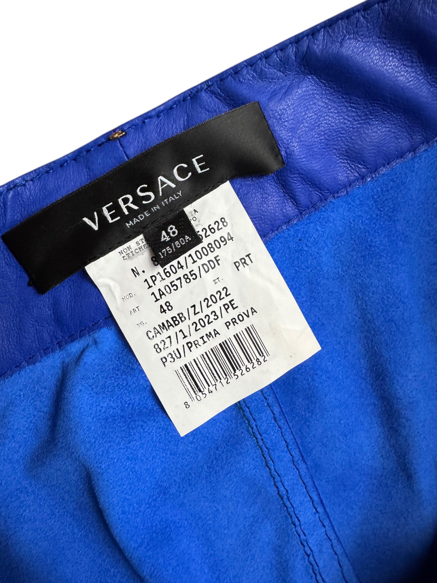 Pantaloni Cargo in Pelle Versace - Blu Elettrico - Taglia 48