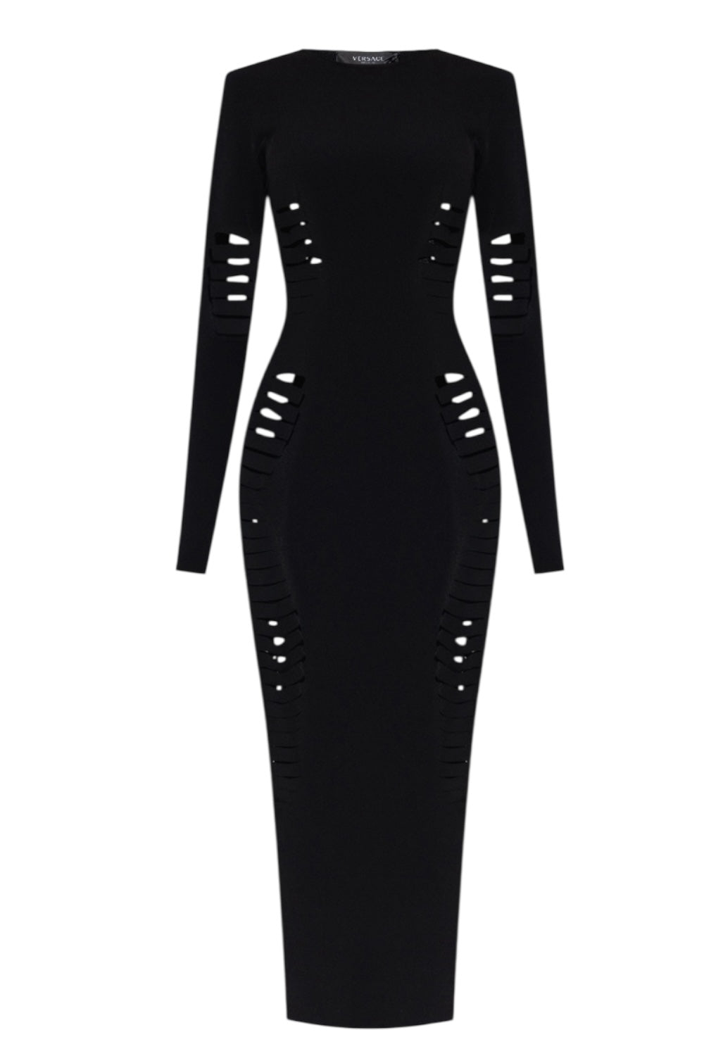 Versace Abito Lungo Nero Cut-Out in Maglia – Taglia IT 42 – Made in Italy.