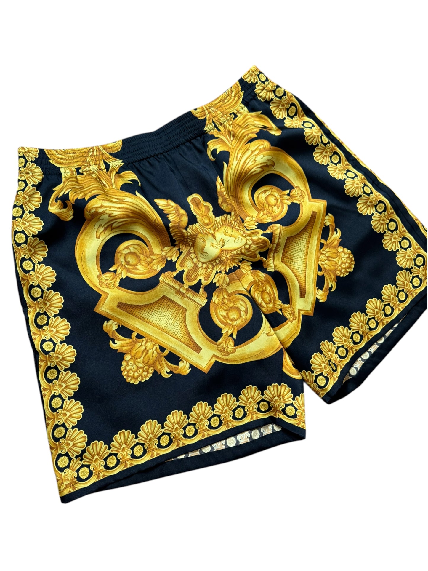 Versace Shorts Uomo Barocco Nero Oro Taglia 54
