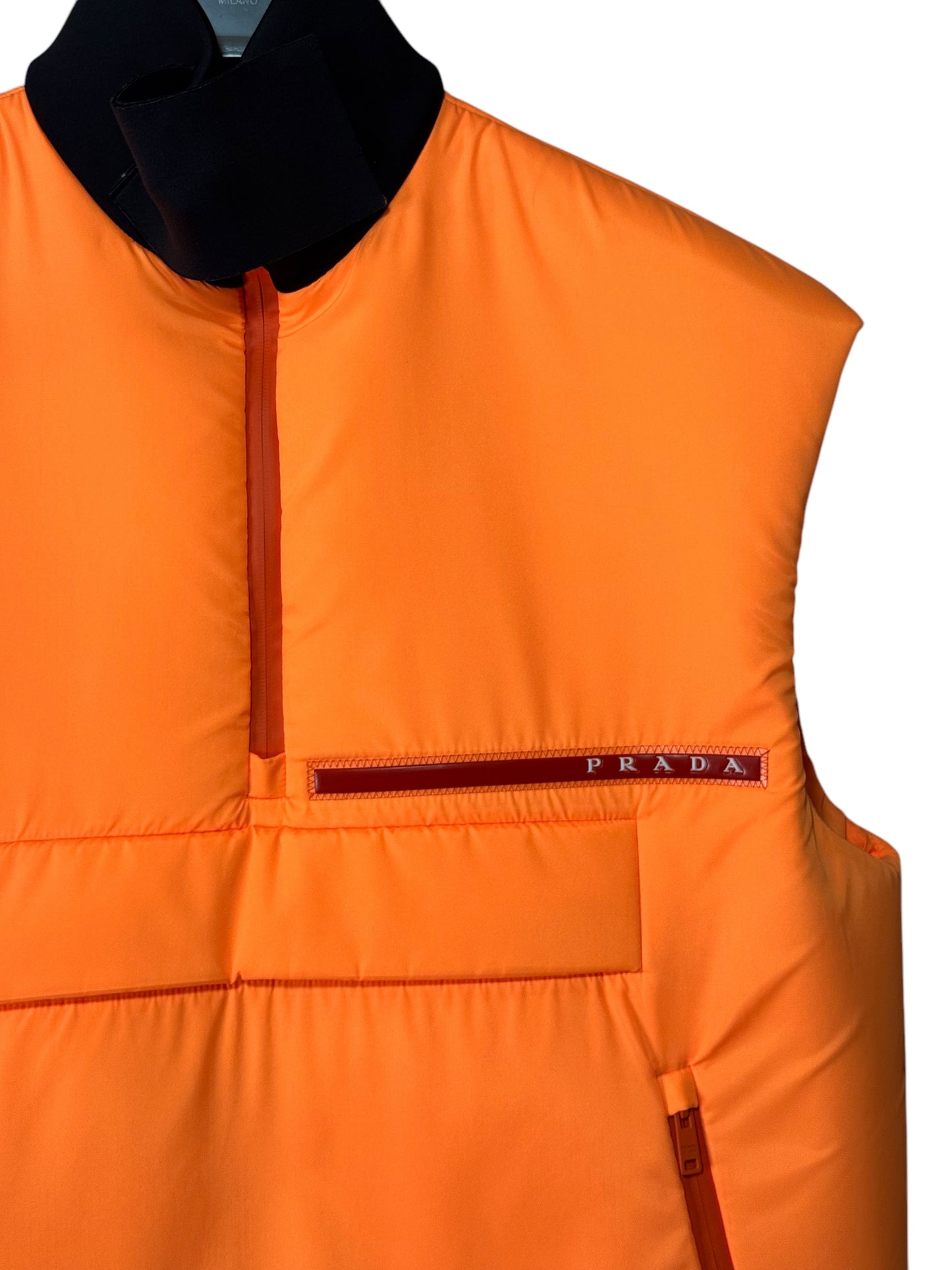 Gilet Donna Prada Arancione in Nylon Imbottito