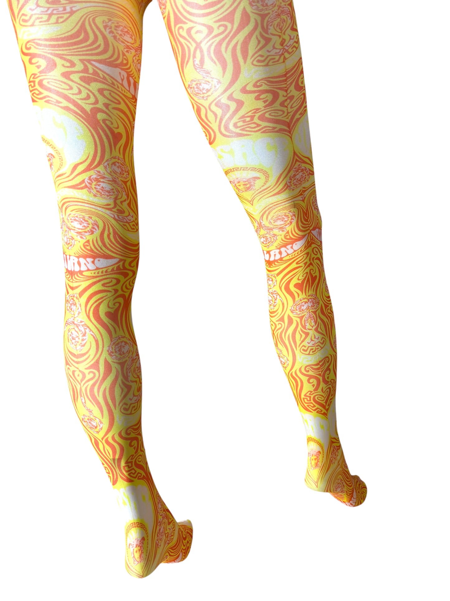 Collant Versace donna Medusa swirl giallo-arancio – Taglia M – Nuovi con cartellino