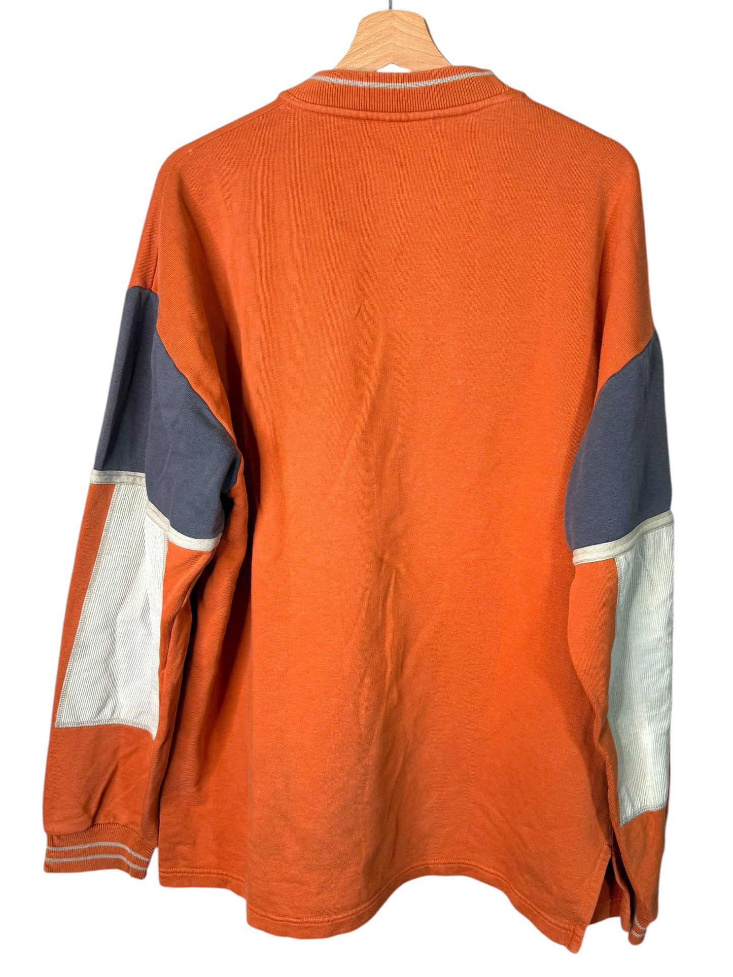 Felpa vintage Napapijri Geographic arancione/grigia con logo frontale Taglia L