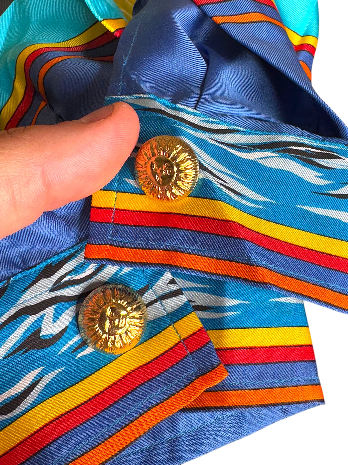 Camicia vintage donna Versace Sport in seta stampa nautica - Tg. 38