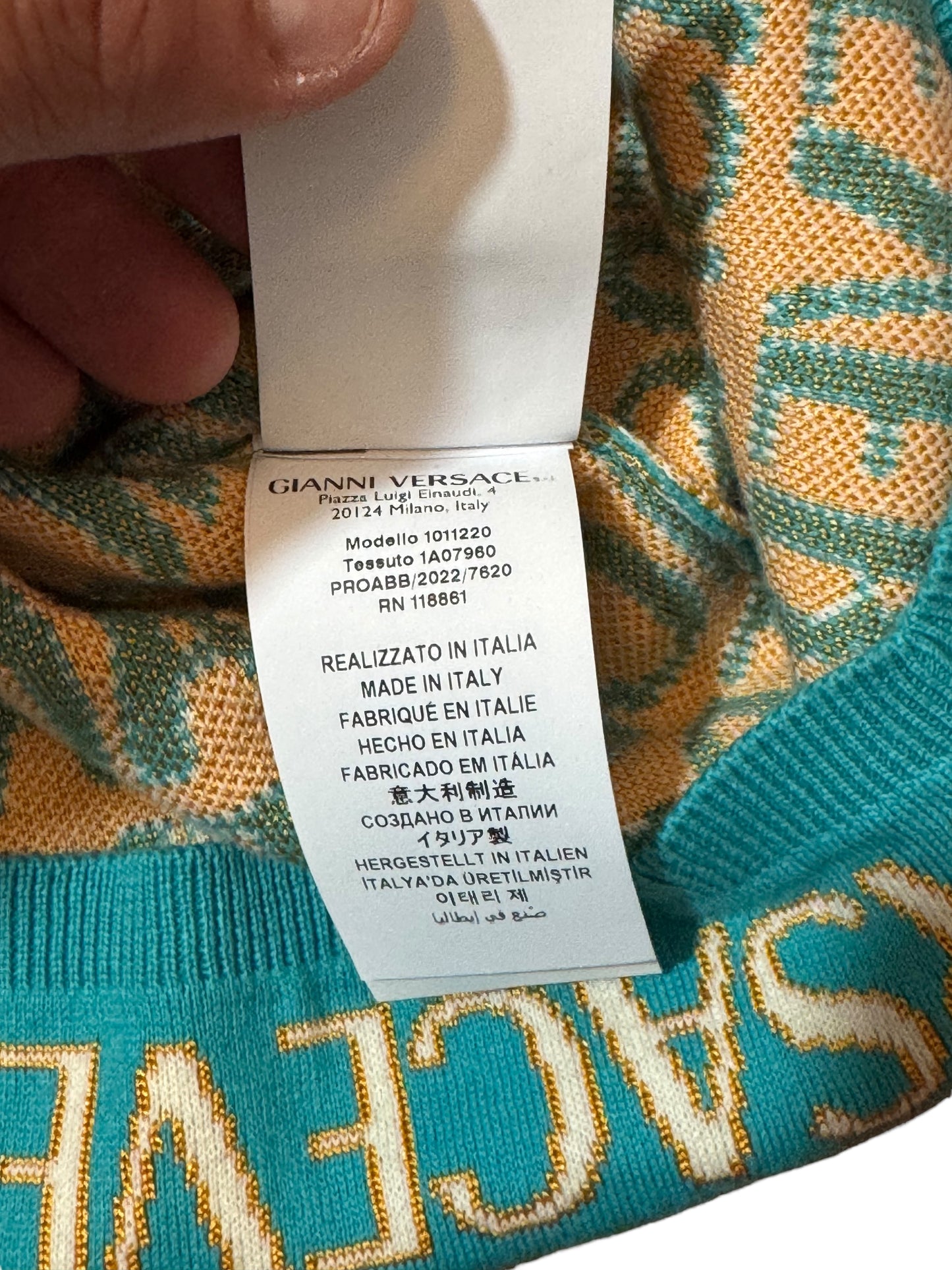 Gonna Versace Donna Taglia 40 – Jacquard Azzurro/Oro – Nuova
