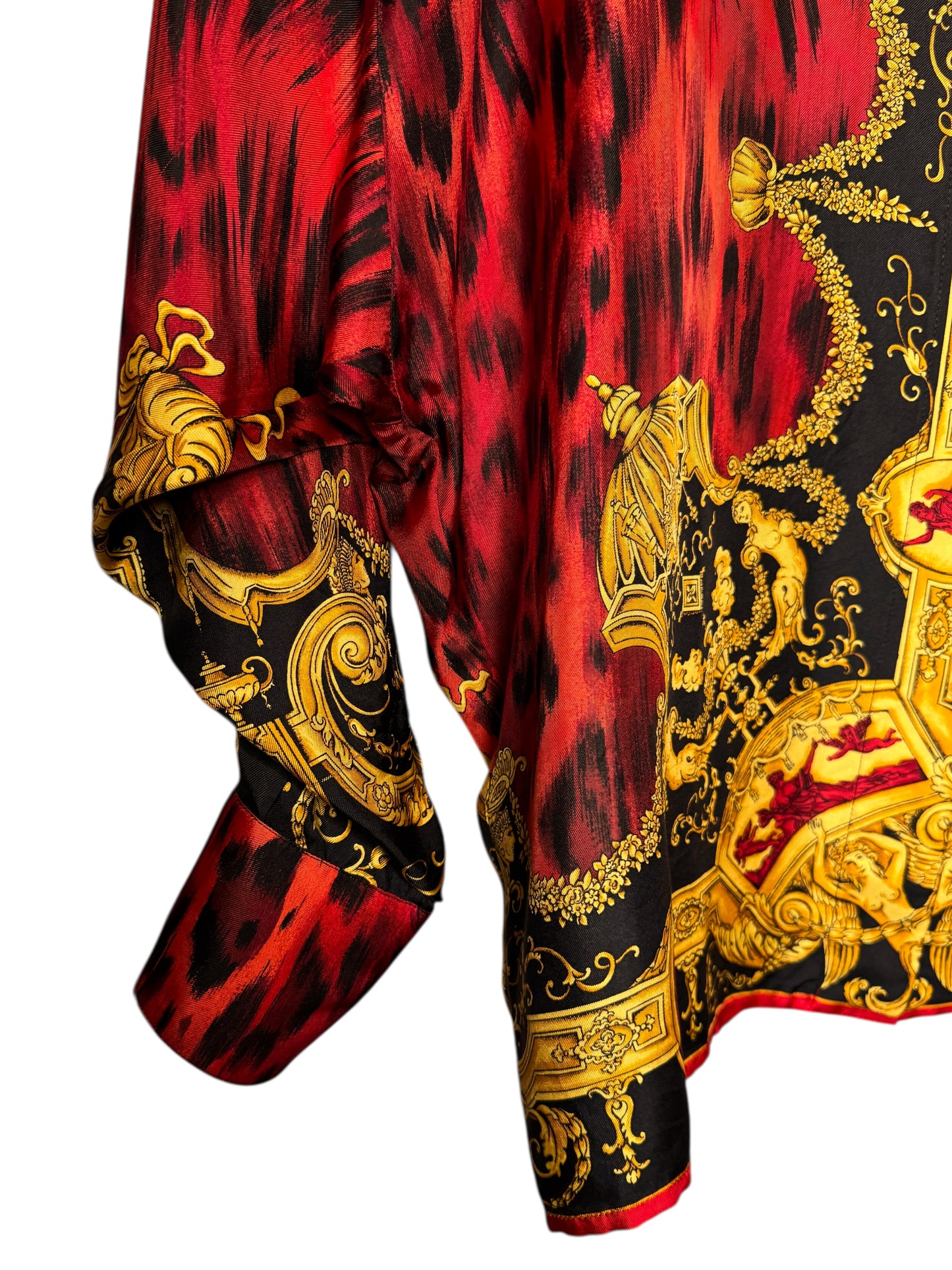 Camicia vintage Gianni Versace – Linea Istante – Taglia 42 – Stampa barocca oro e animalier rossa