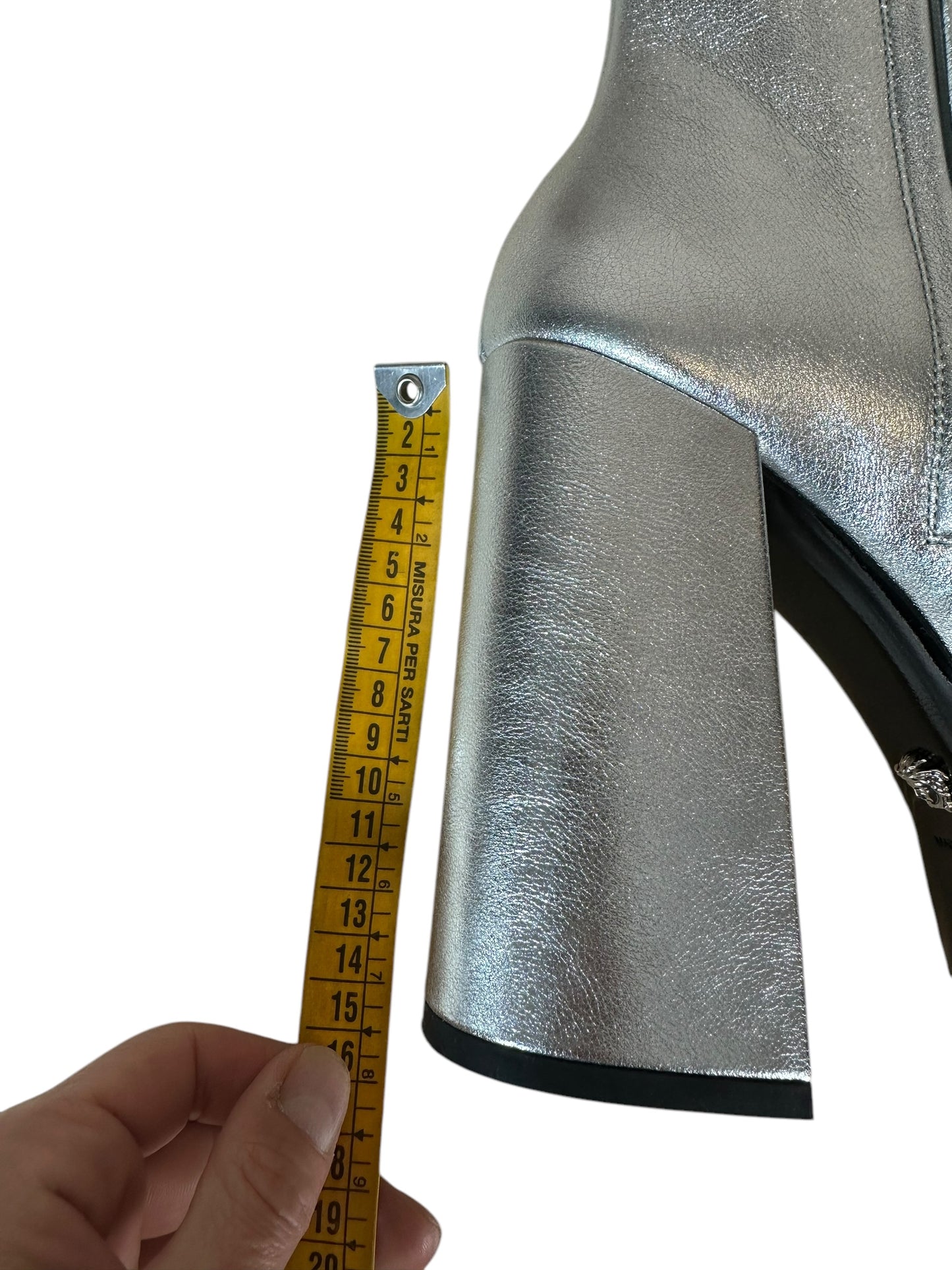 Versace stivaletto in pelle argentata (40)