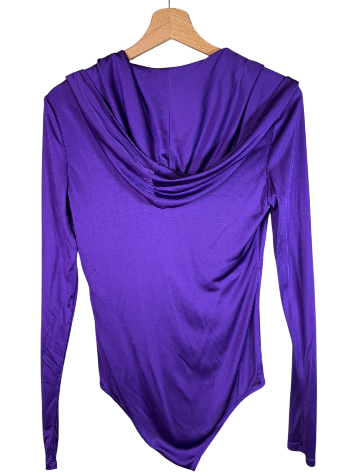 Versace Body Lilla con Cappuccio e Scollo Profondo Drappeggiato - Taglia 40