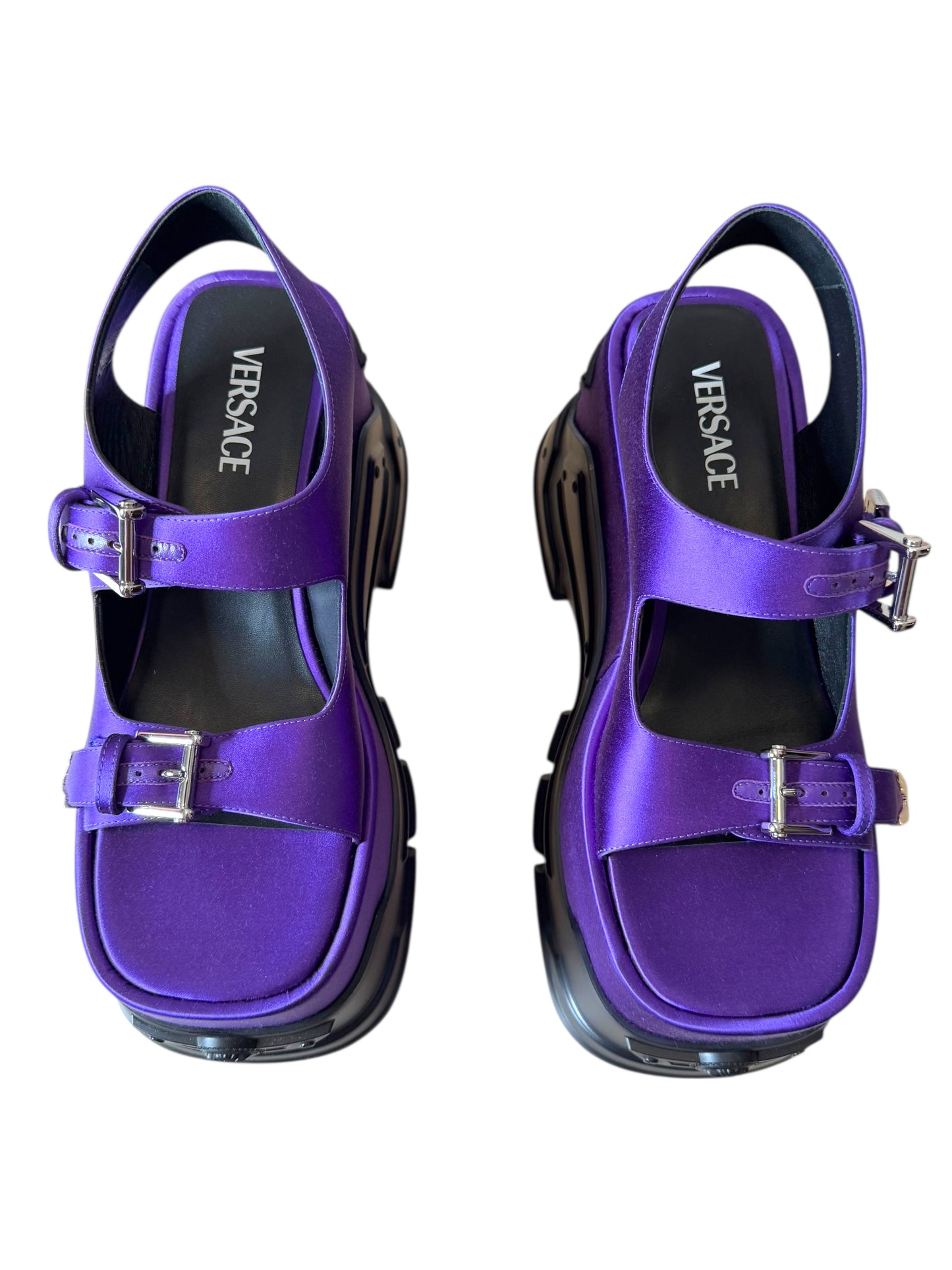 Versace Sandali Platform Viola Satinati Medusa - Taglia 40