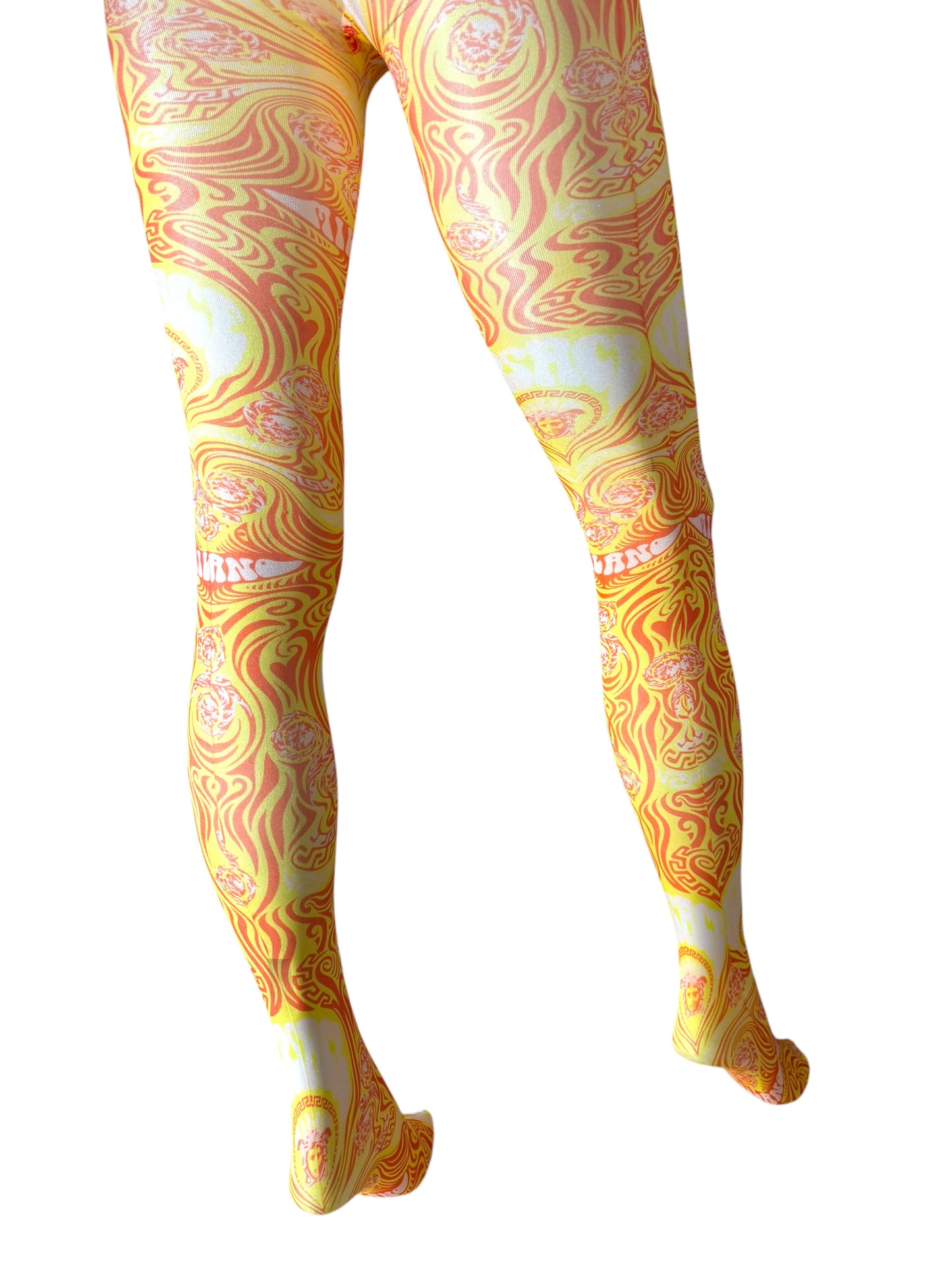 Collant Versace donna Medusa swirl giallo-arancio – Taglia M – Nuovi con cartellino