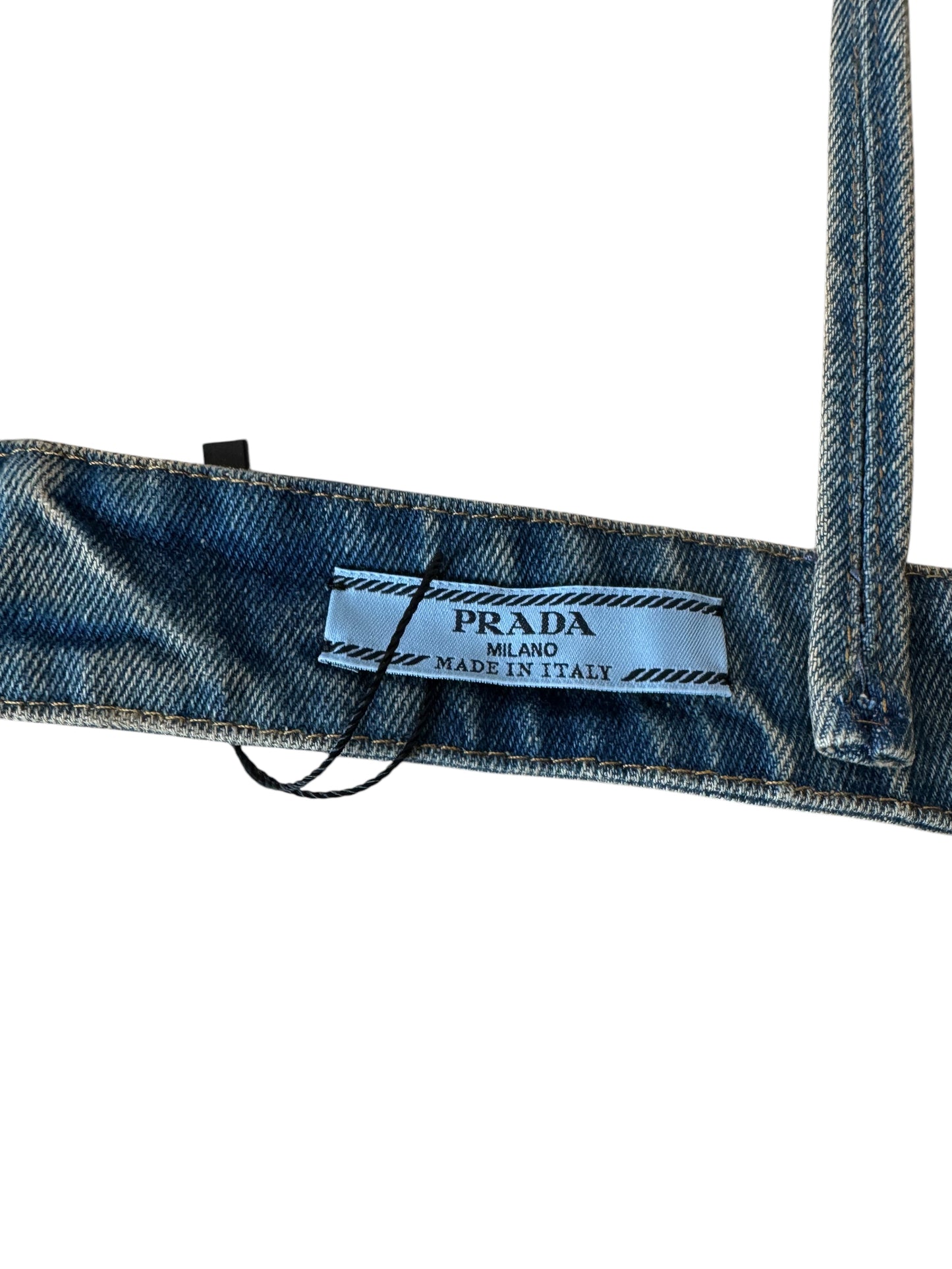 Top Bralette in Denim Prada - Taglia 44 IT - 100% Cotone - Made in Italy
