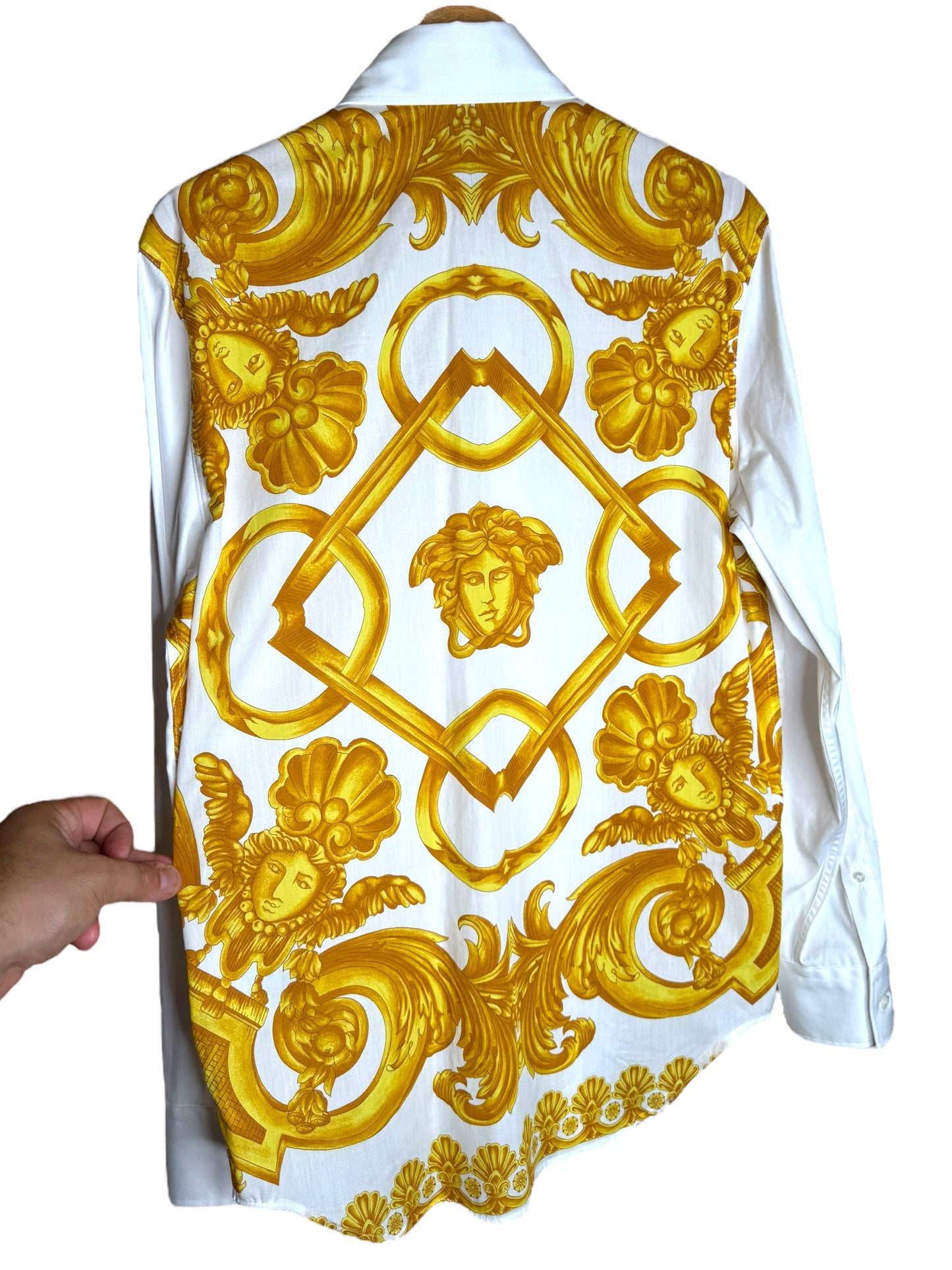 Versace Camicia Bianca Heritage Barocco Oro Retro Uomo Taglia 44 it / S