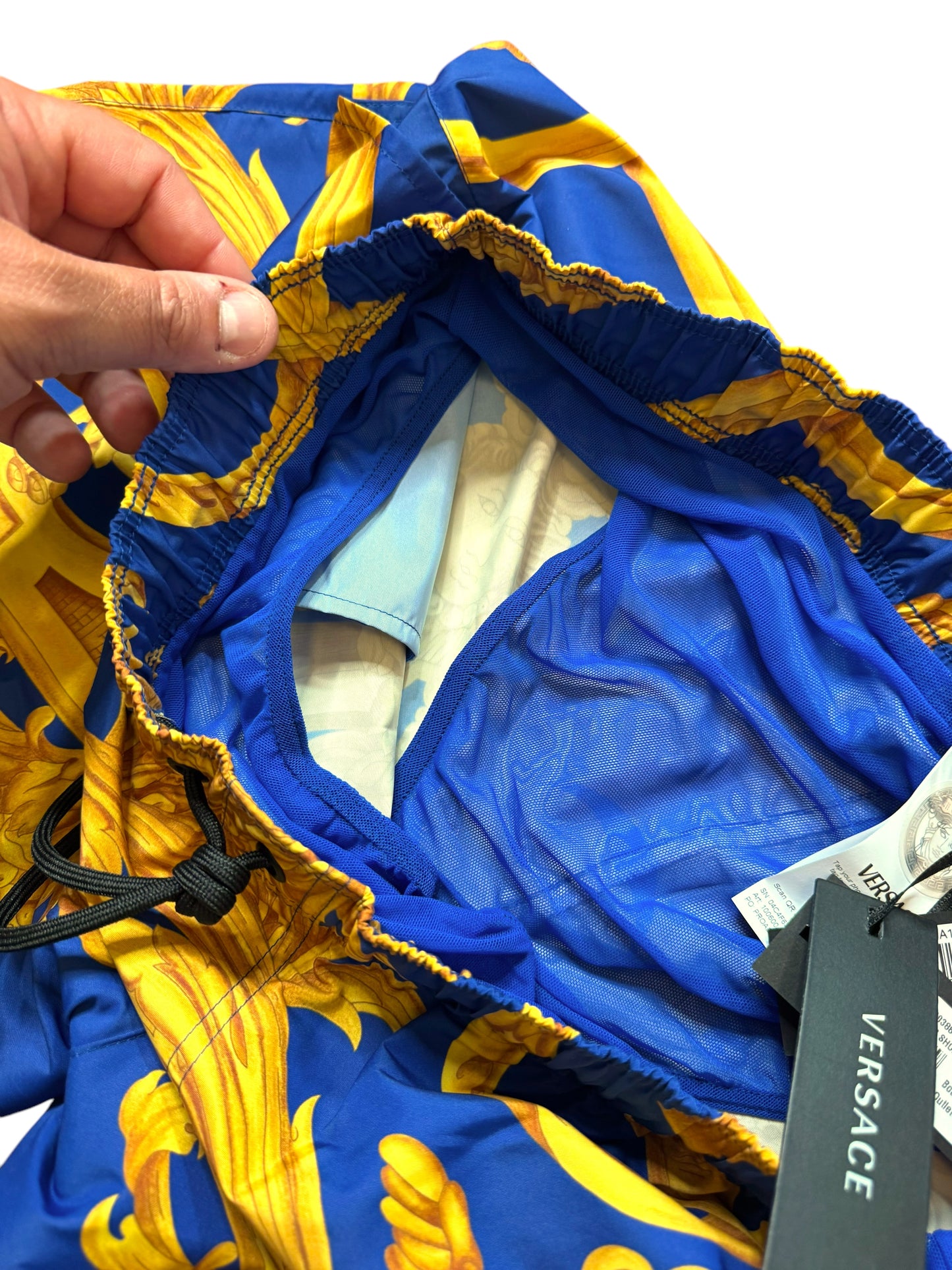 Versace Costume Uomo Barocco Blu Oro - Taglia L - Made in Italy